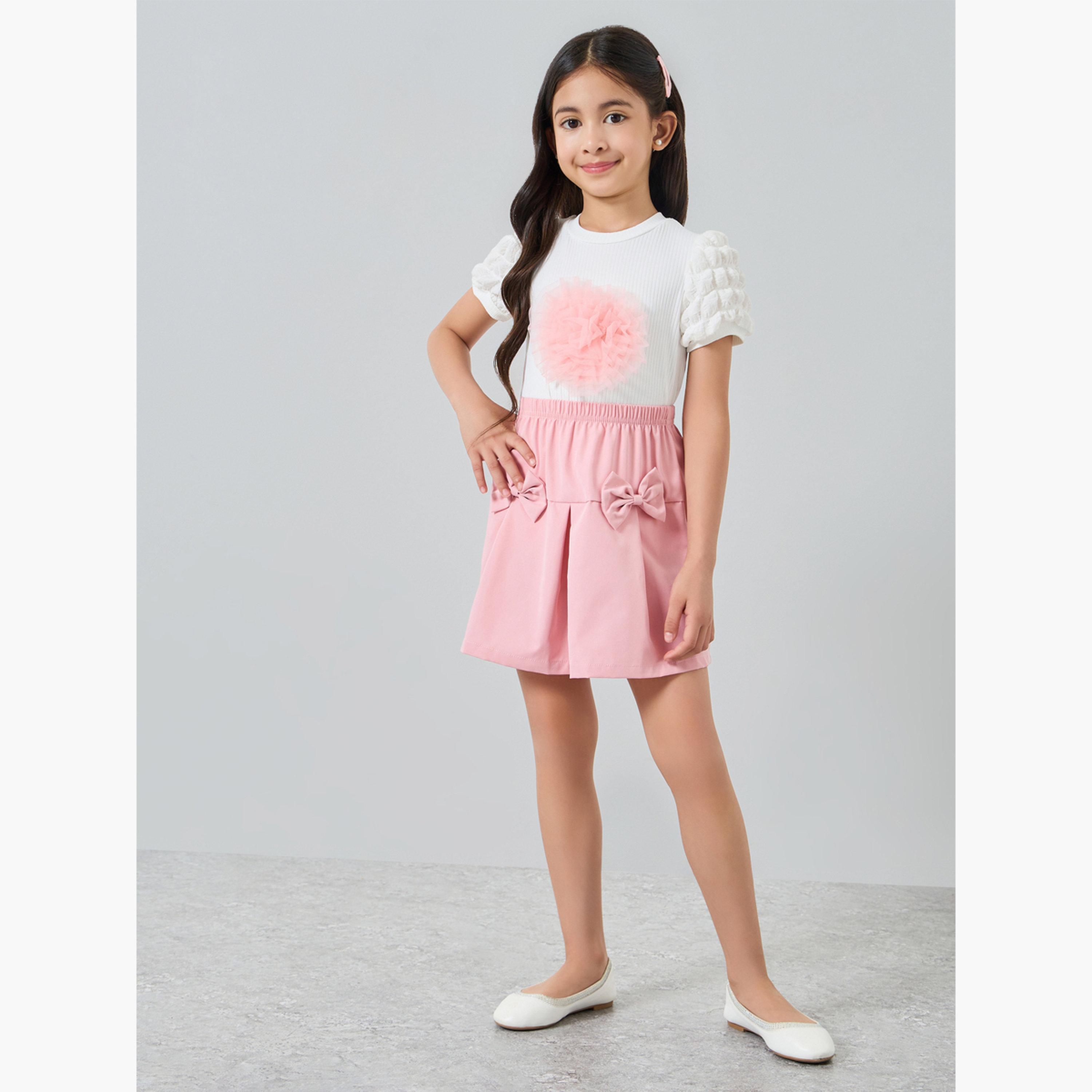 طقم بلوزة بتطريز قلب وتنورة-girls-clothing-setsandcoords-image-1