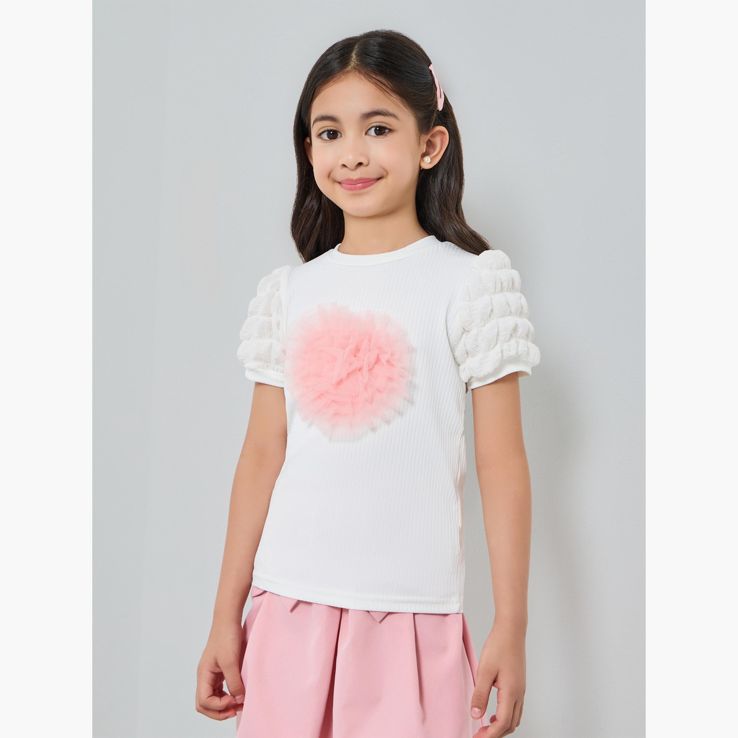 طقم بلوزة بتطريز قلب وتنورة-girls-clothing-setsandcoords-image-2