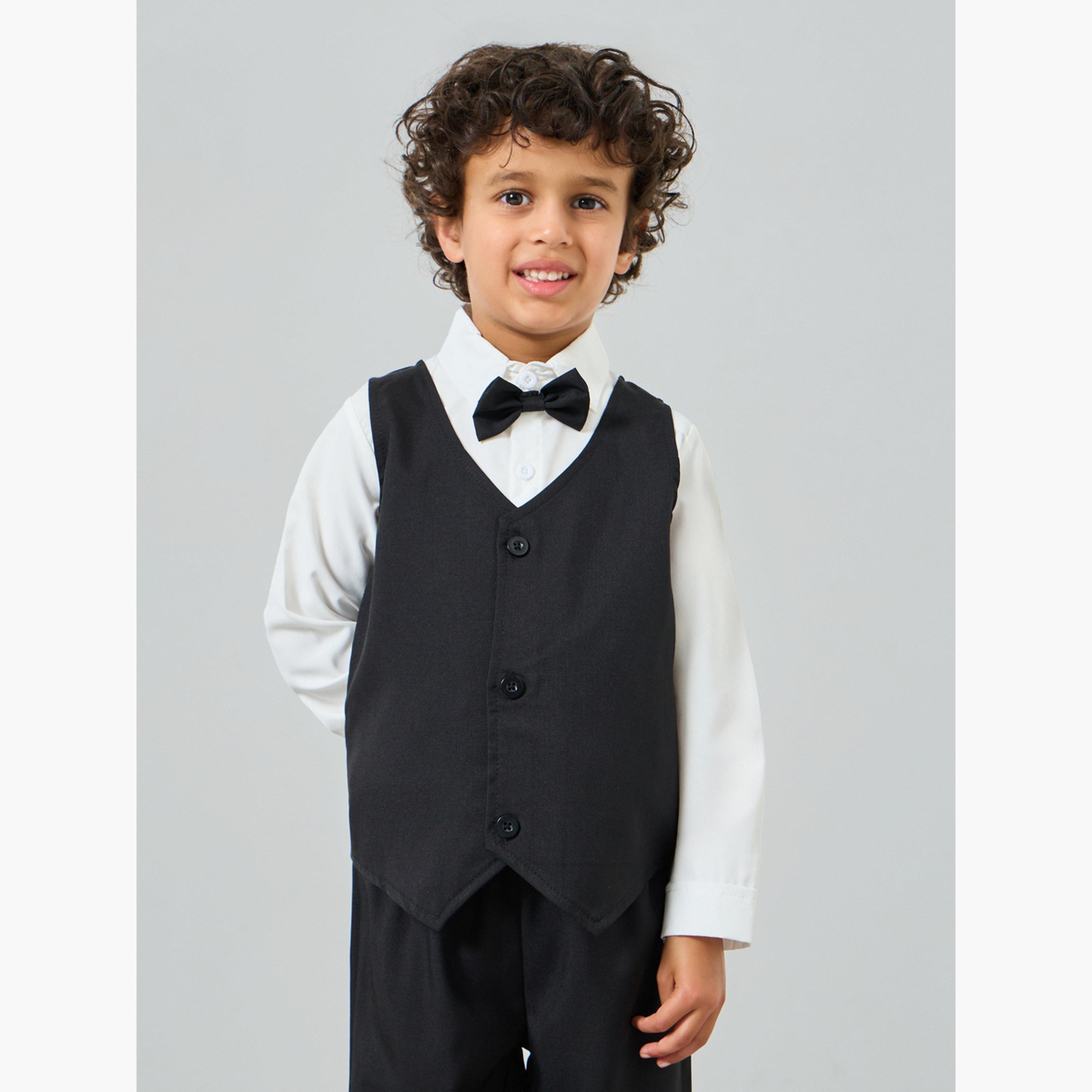 Styli Boys Shirt with Pants and Waist Coat with Bow Set-boys-clothing-setsandcoords-image-2