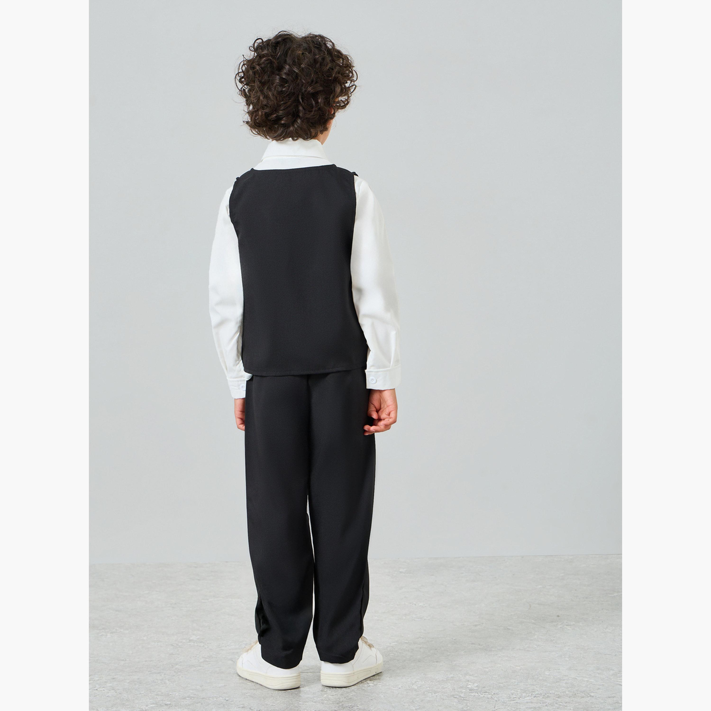 Styli Boys Shirt with Pants and Waist Coat with Bow Set-boys-clothing-setsandcoords-image-6
