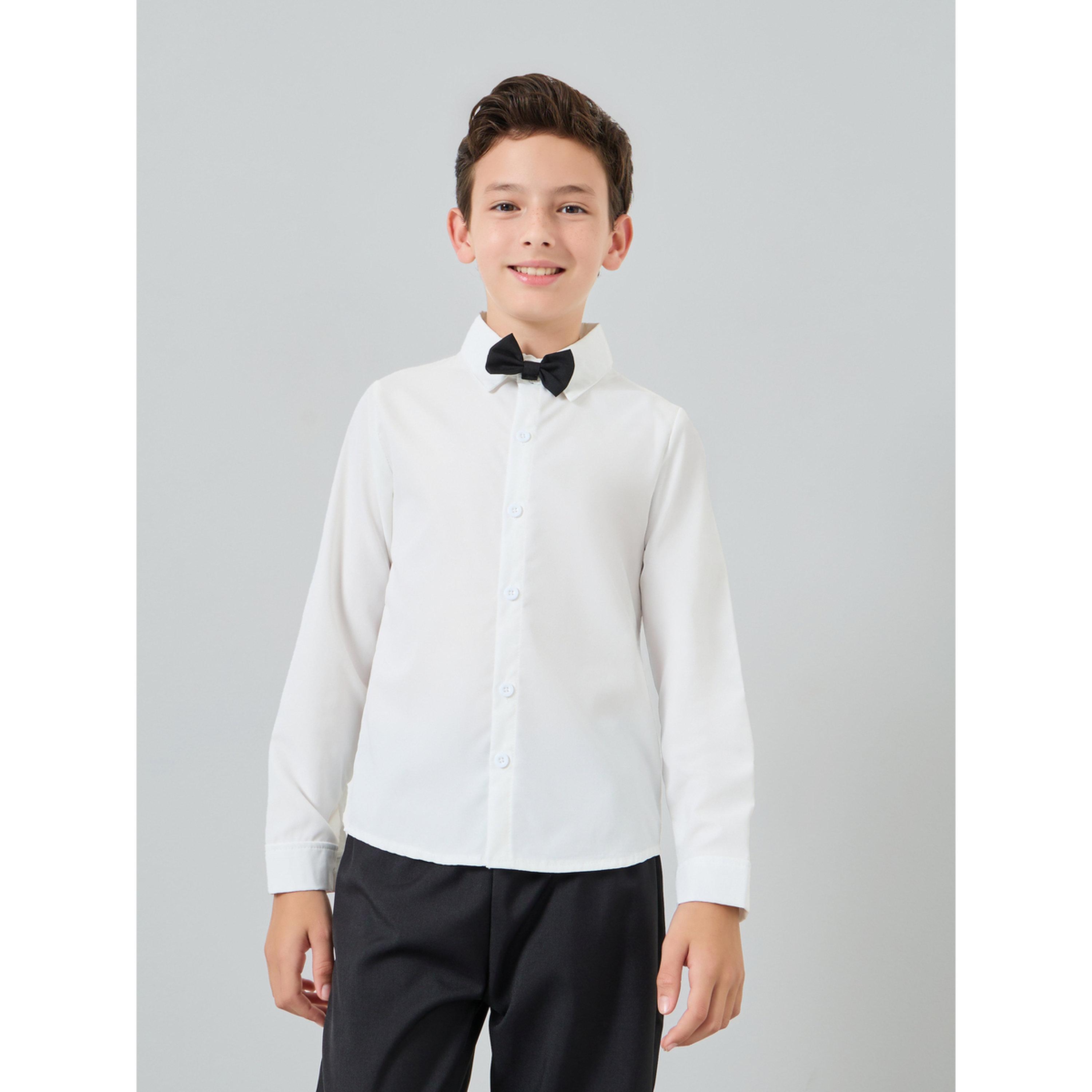 Styli Boys White Shirt with Black Trousers and  Waistcoat with Bow Set-boys-clothing-setsandcoords-image-3