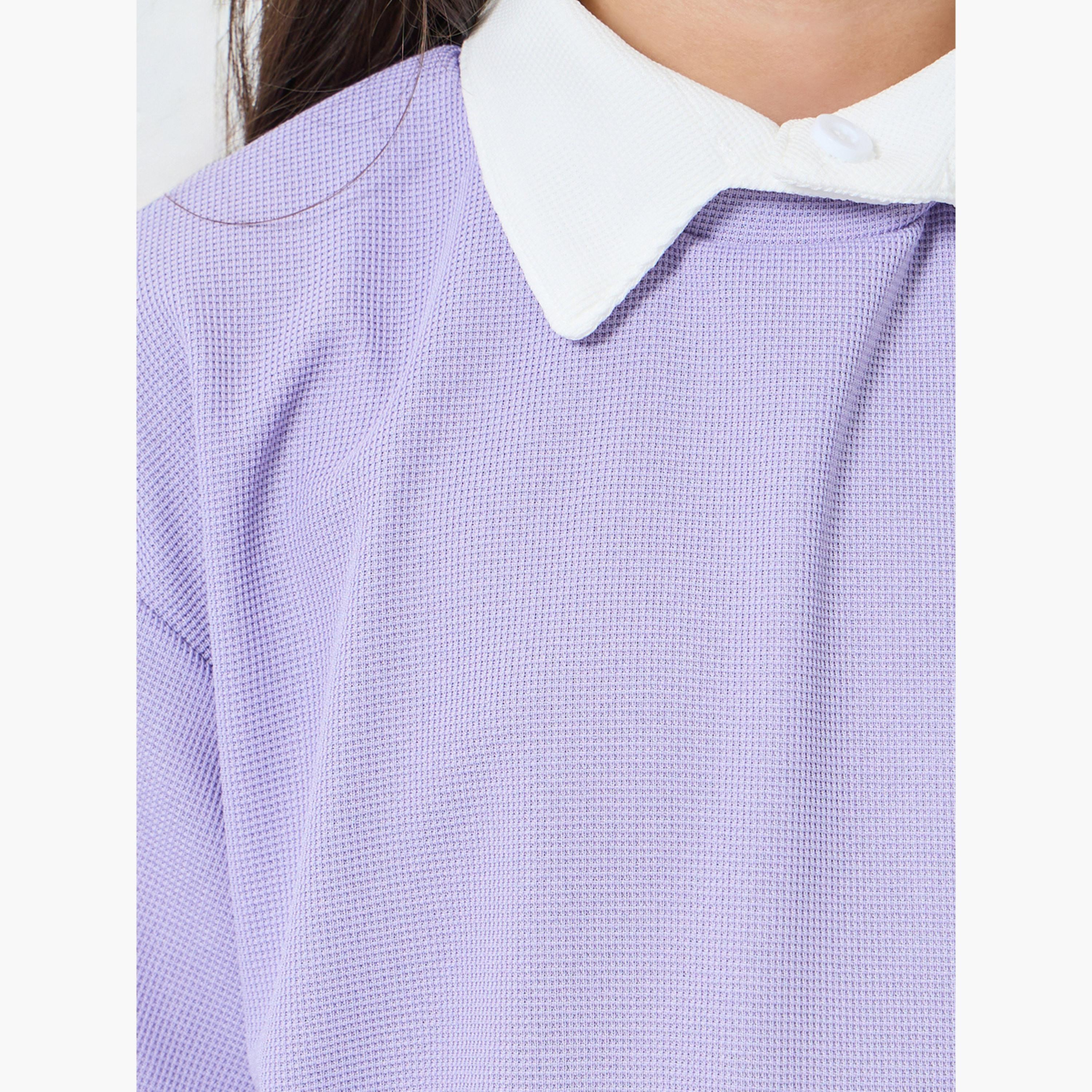 Styli Girls Lilac Knit Top with Trousers Set-girls-clothing-setsandcoords-image-3