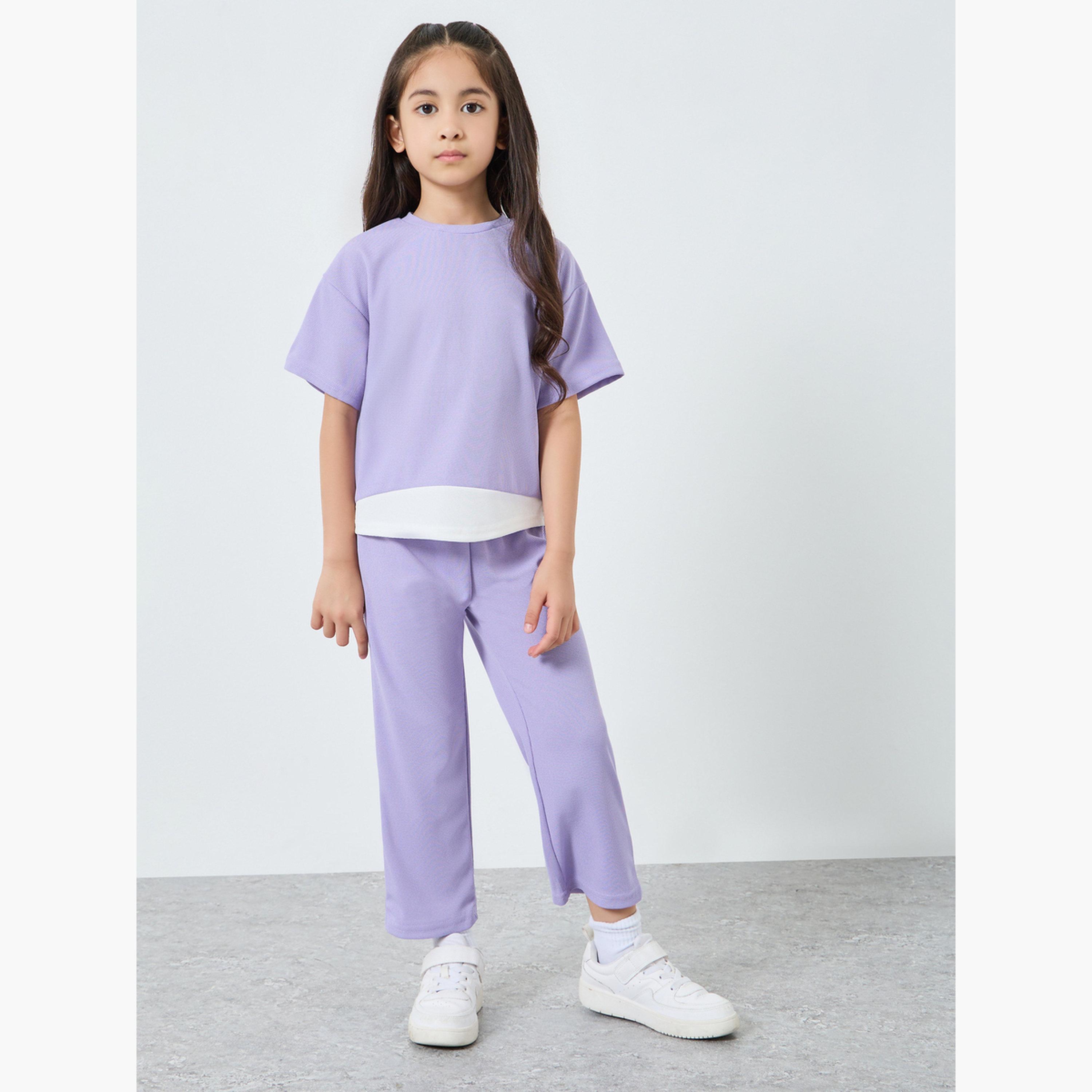 Styli Girls Lilac Knit Top with Trousers Set-girls-clothing-setsandcoords-image-6