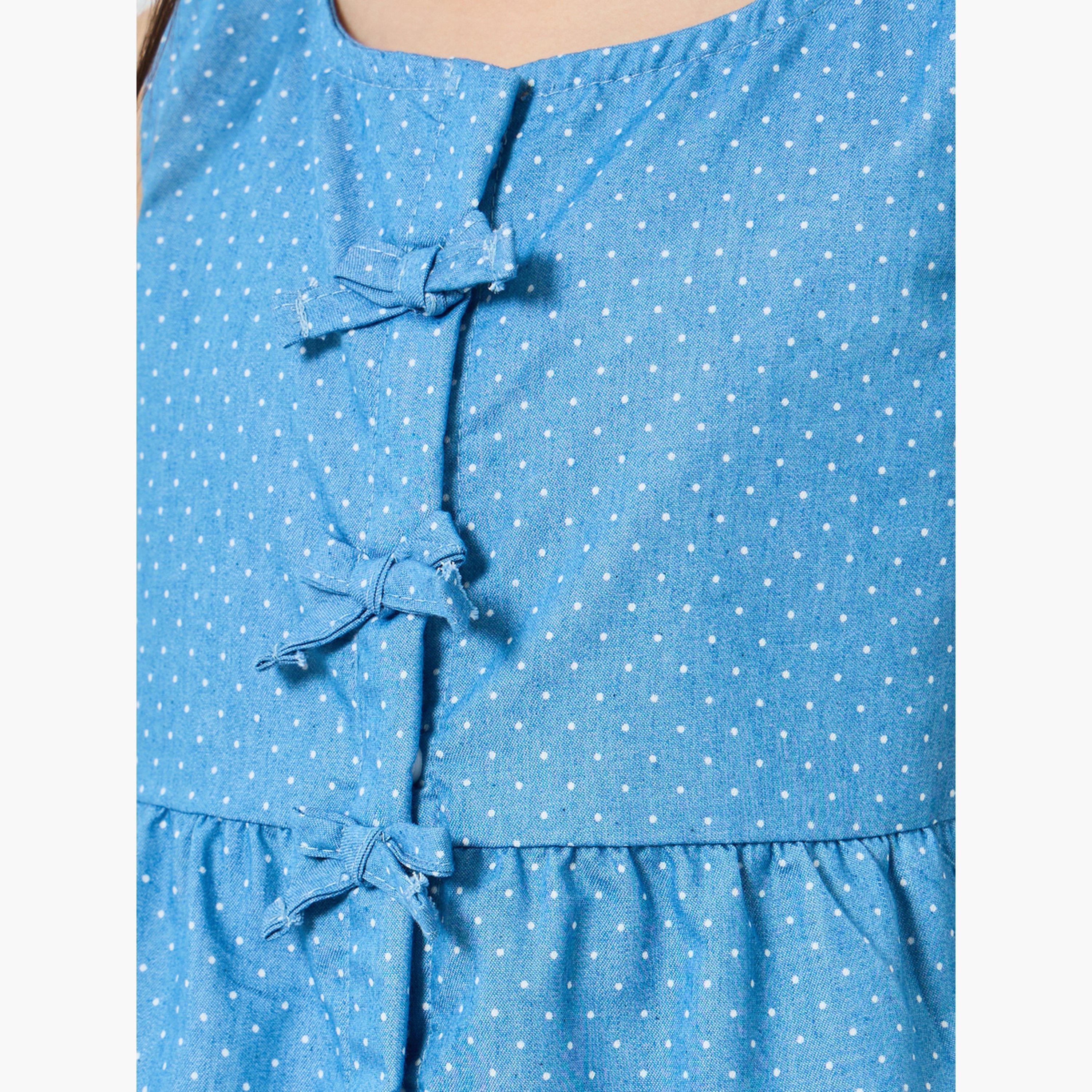 Styli Girls Blue Polka Dot Sleeveless Top-girls-clothing-blousesandshirts-image-3