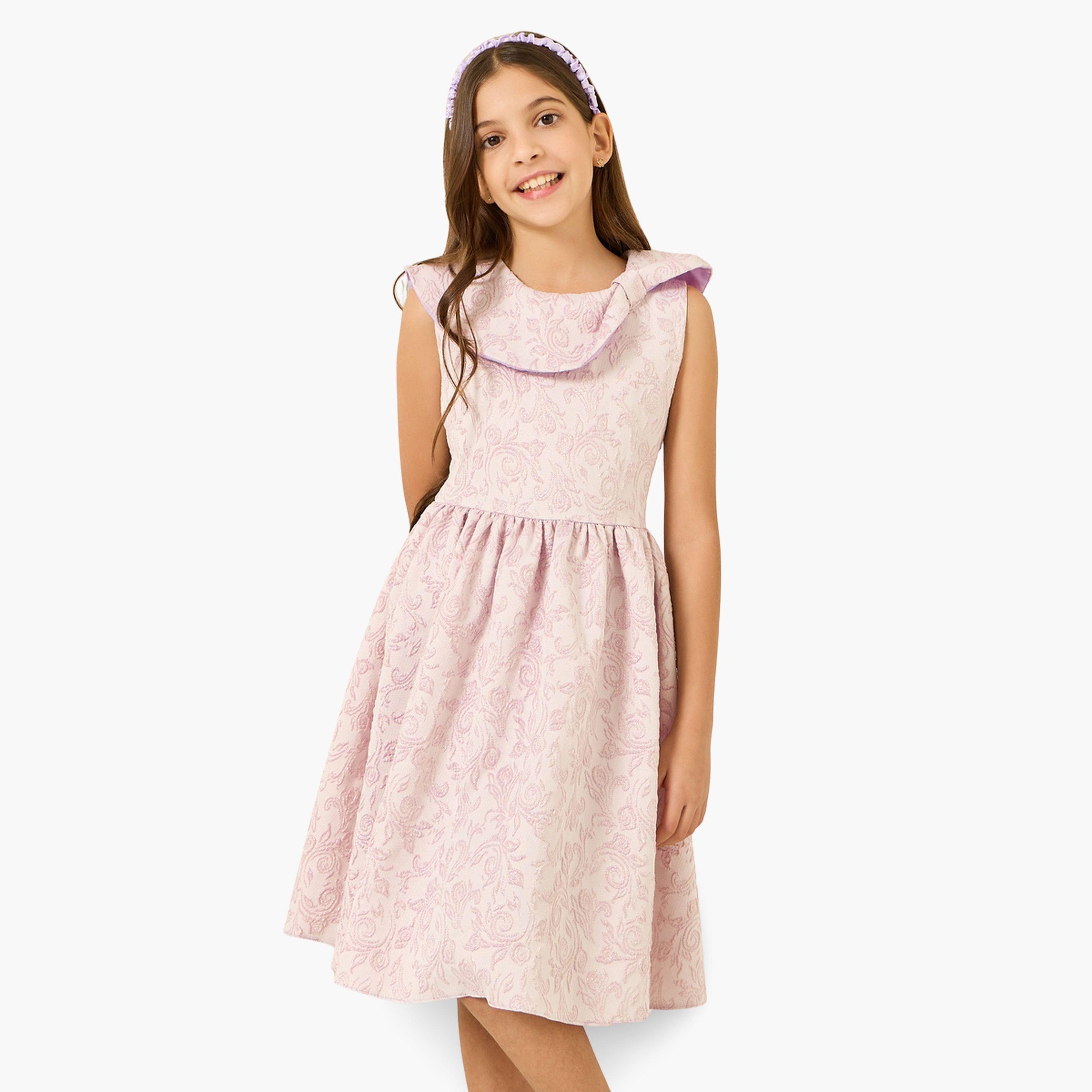 فستان جاكار بلا أكمام-girls-clothing-dressesandjumpsuits-image-1