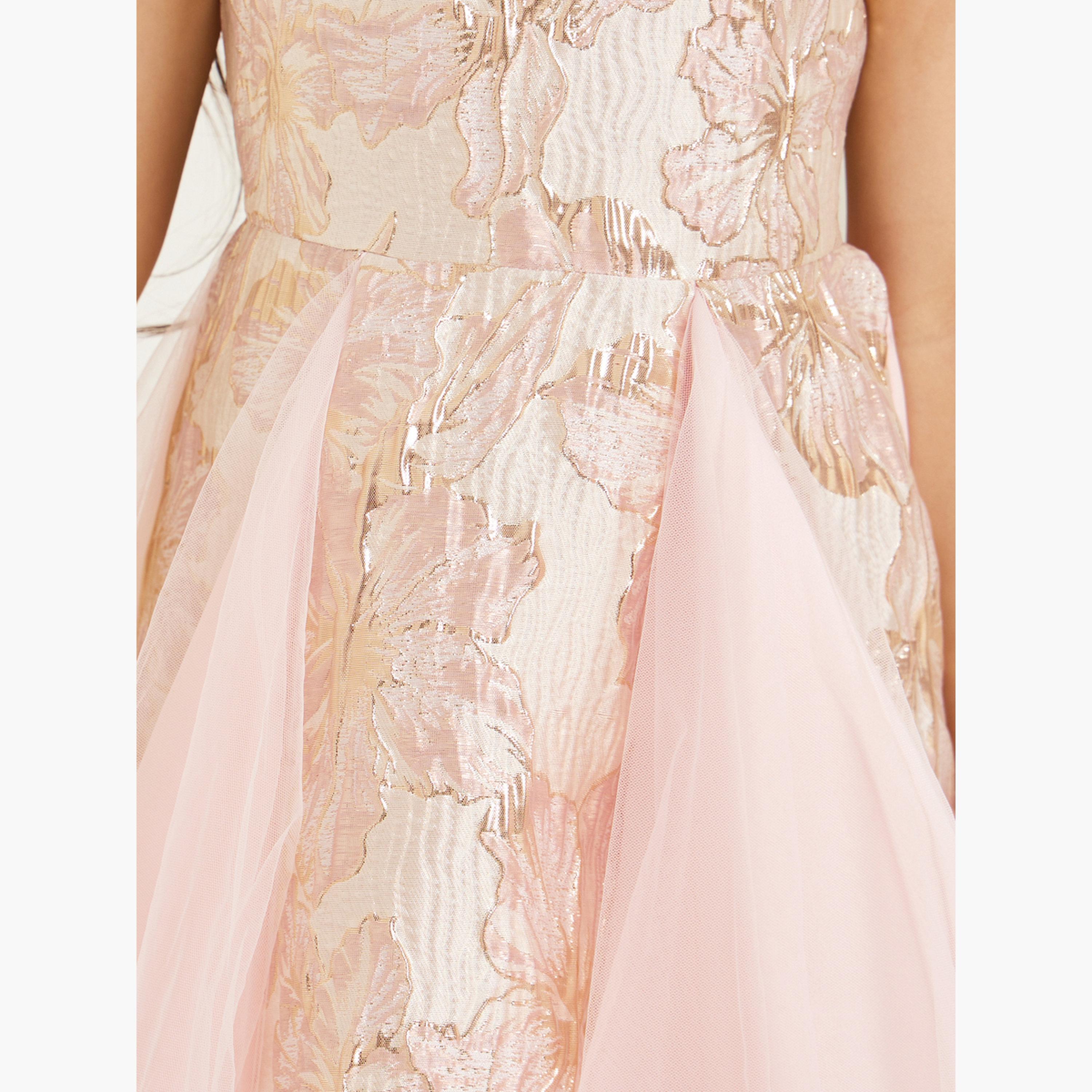 فستان جاكار بزهور بلا أكمام للبنات-girls-clothing-dressesandjumpsuits-image-4