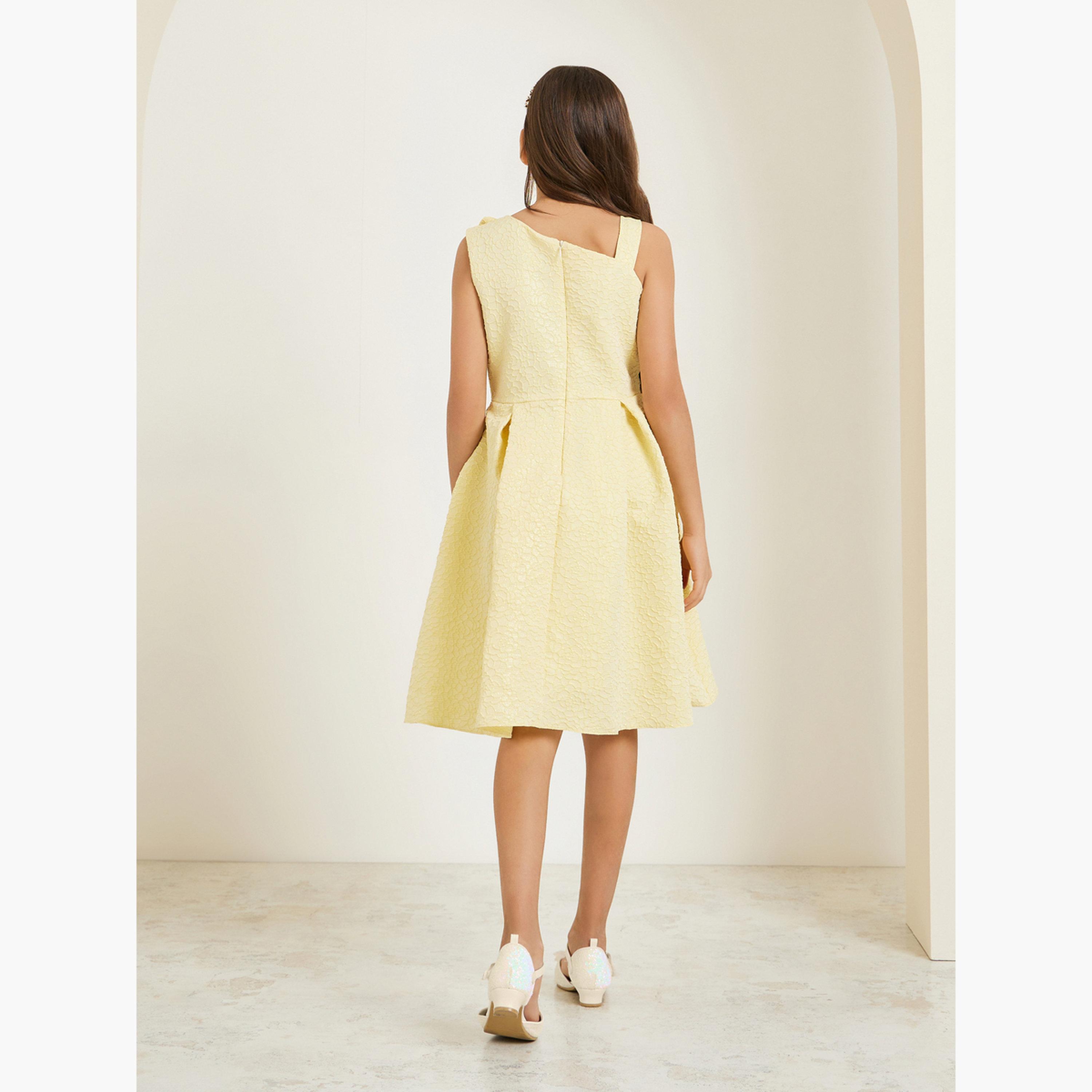 فستان بلا أكمام بطيات وتفاصيل فيونكة-girls-clothing-dressesandjumpsuits-image-4