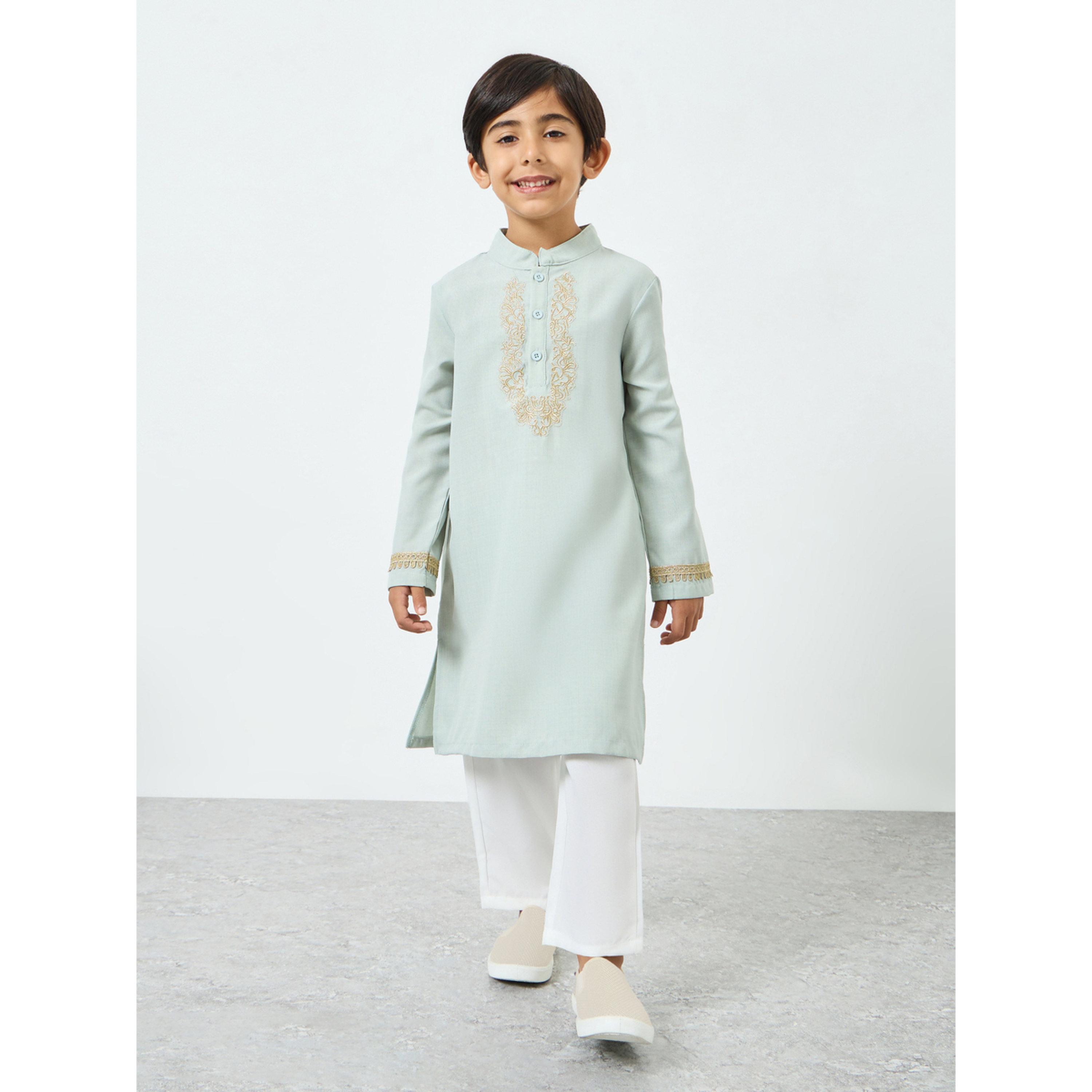 مجموعة من كورتا مطرزة مع بنطال-boys-clothing-setsandcoords-image-1