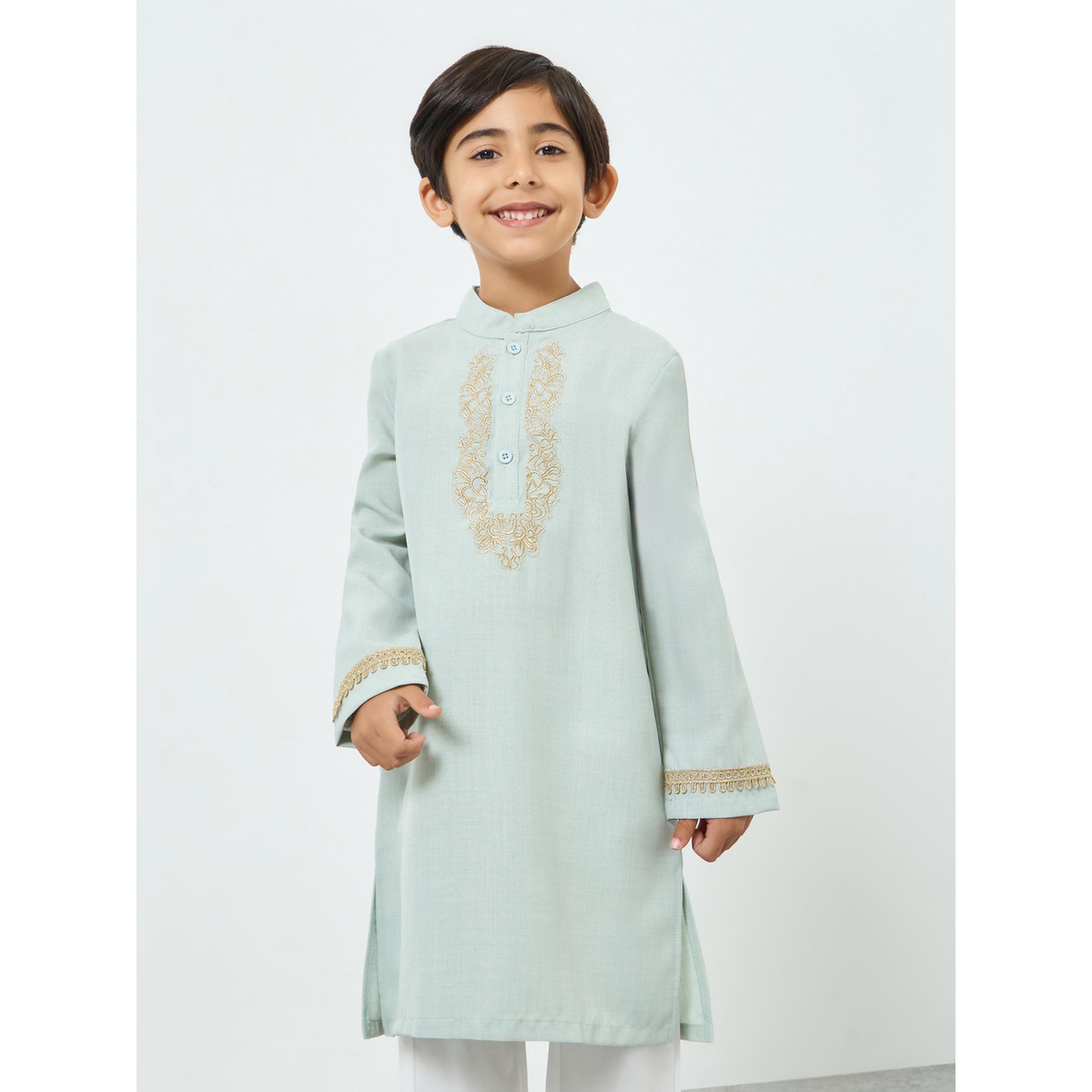 مجموعة من كورتا مطرزة مع بنطال-boys-clothing-setsandcoords-image-2