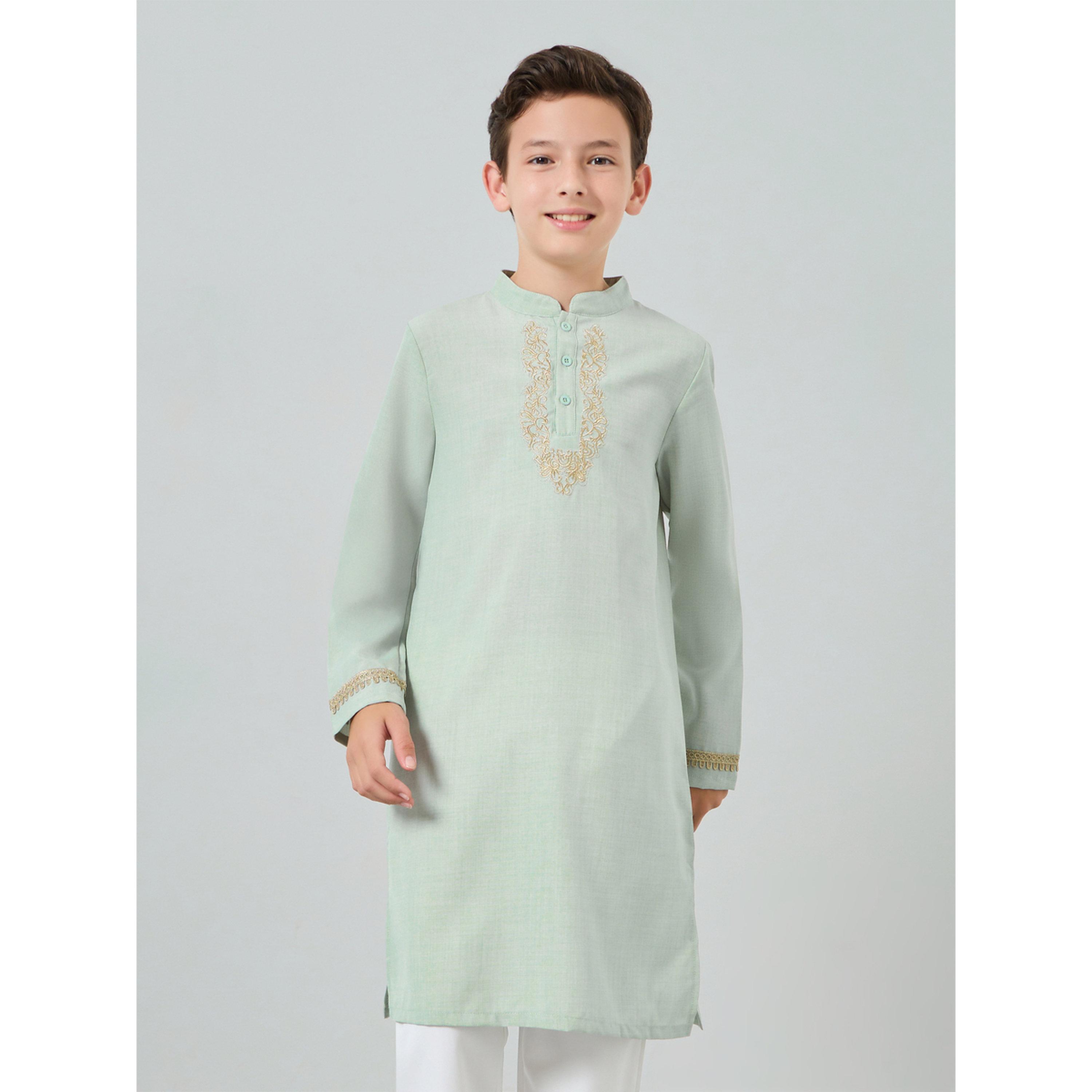 مجموعة من كورتا مطرزة مع بنطال-boys-clothing-setsandcoords-image-2