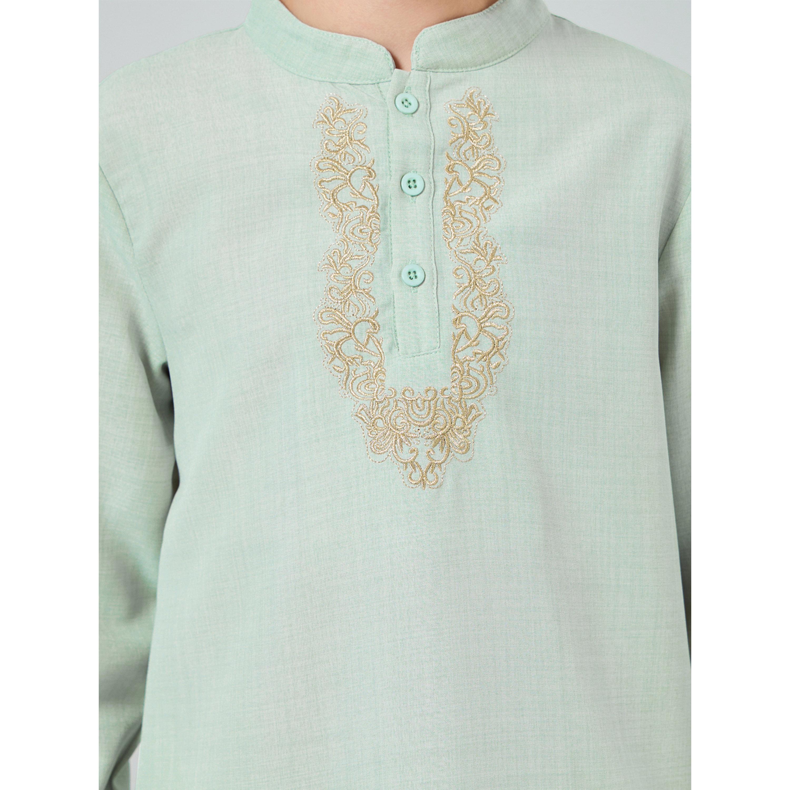 Styli Boys Green Embroidered Kurta with Pants Set-boys-clothing-setsandcoords-image-3