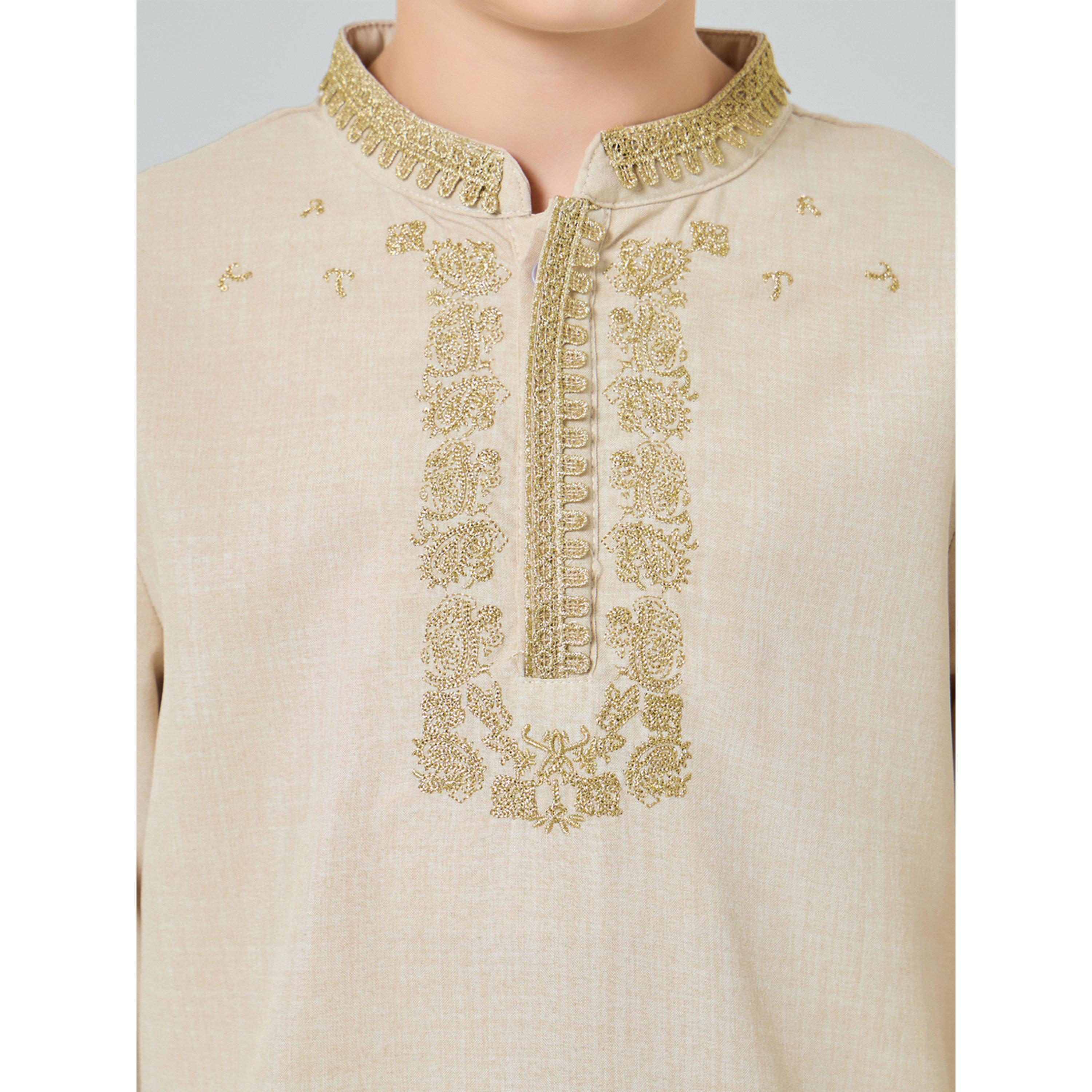Styli Boys Beige Embroidered Kurta with Pants Set-boys-clothing-setsandcoords-image-3