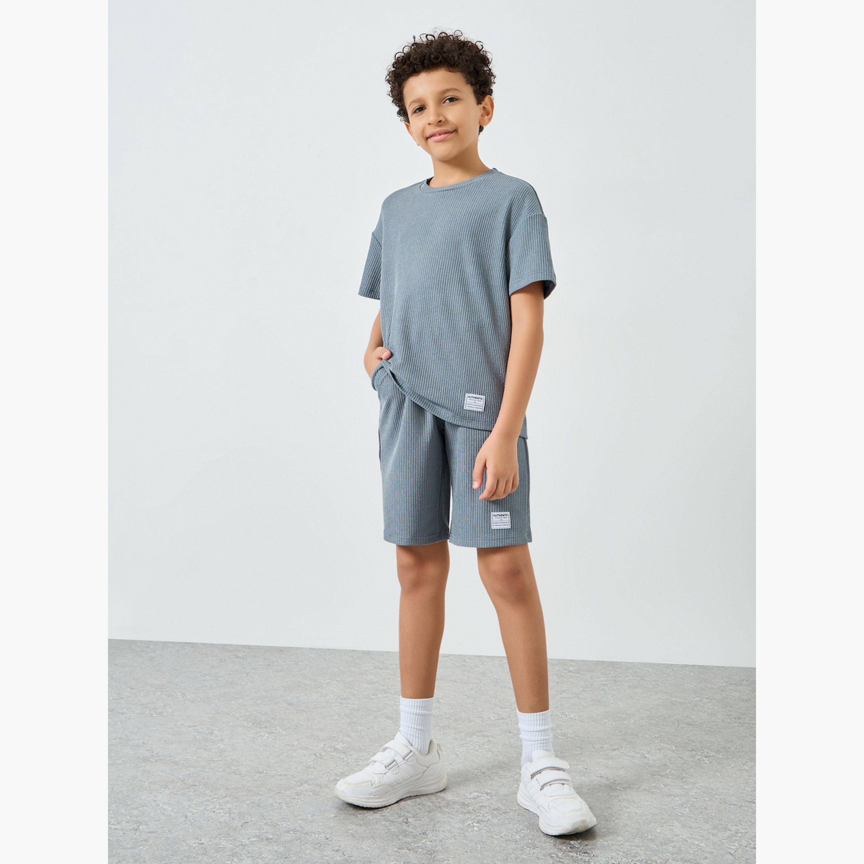 Styli Boys Ribbed Knit T-Shirt and Shorts Set-boys-clothing-setsandcoords-image-2