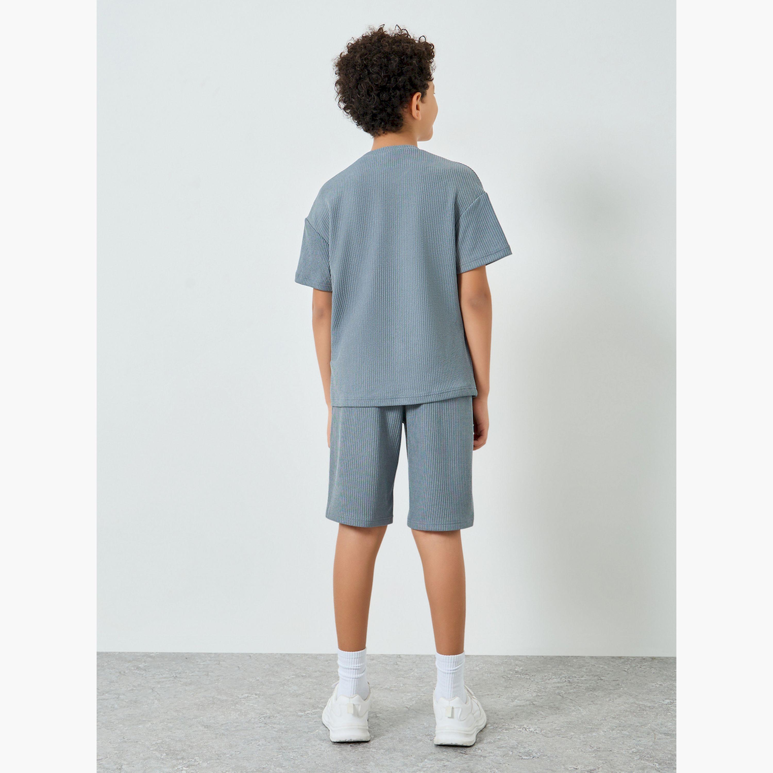 Styli Boys Ribbed Knit T-Shirt and Shorts Set-boys-clothing-setsandcoords-image-3