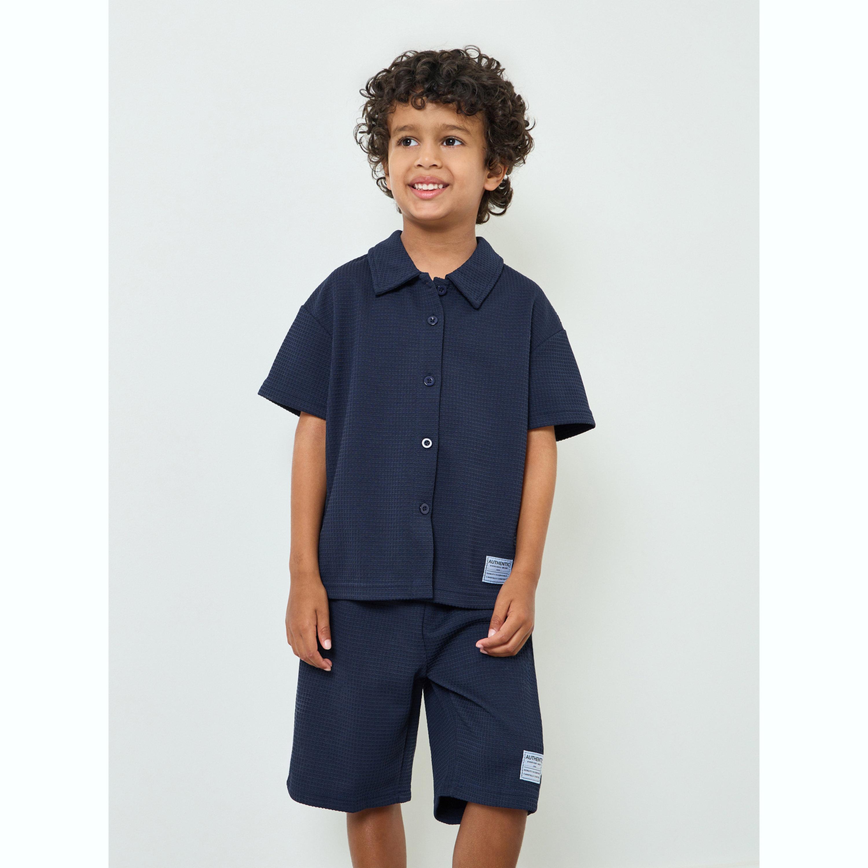 مجموعة من شورت وقميص بملمس وافل للأولاد-boys-clothing-setsandcoords-image-1