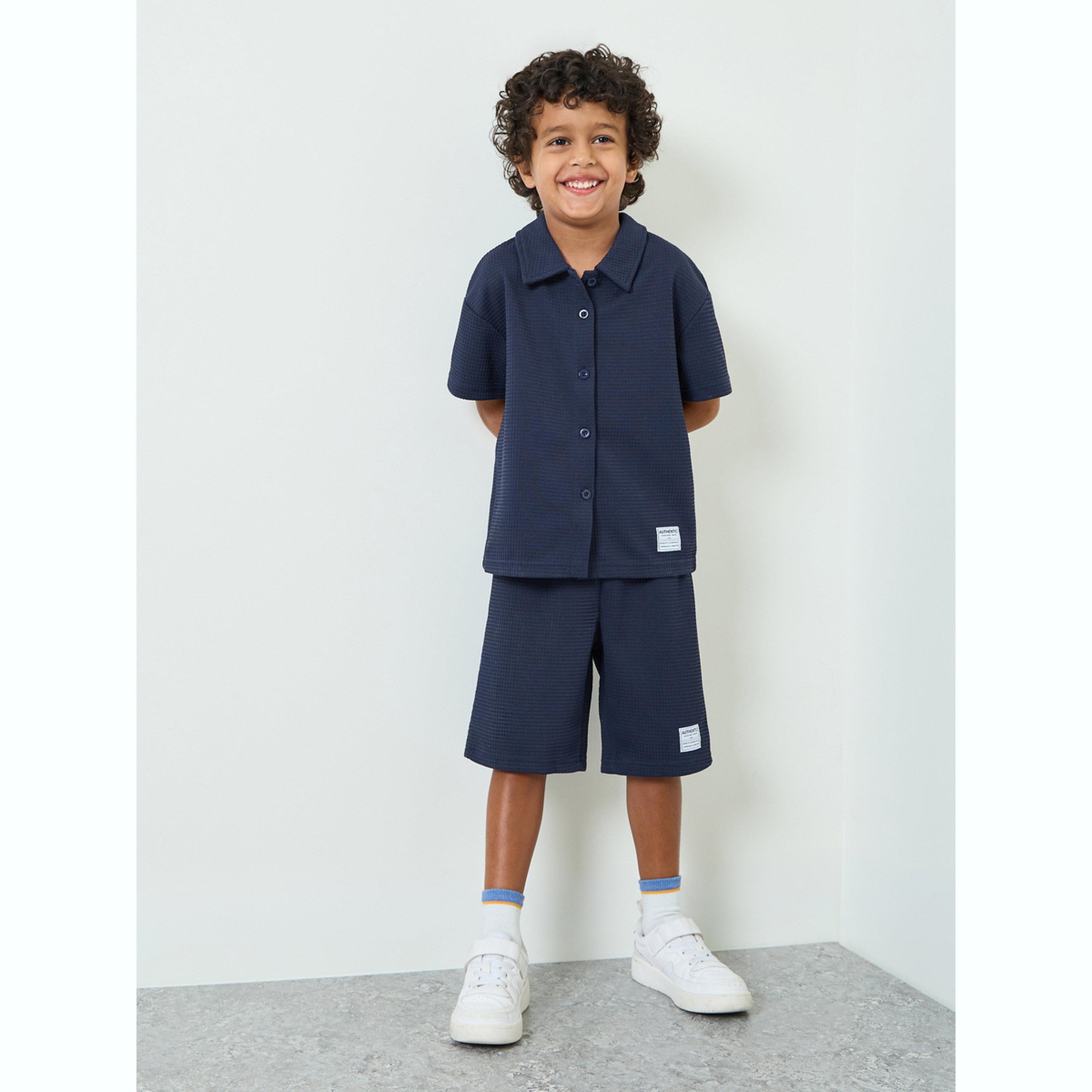 مجموعة من شورت وقميص بملمس وافل للأولاد-boys-clothing-setsandcoords-image-2