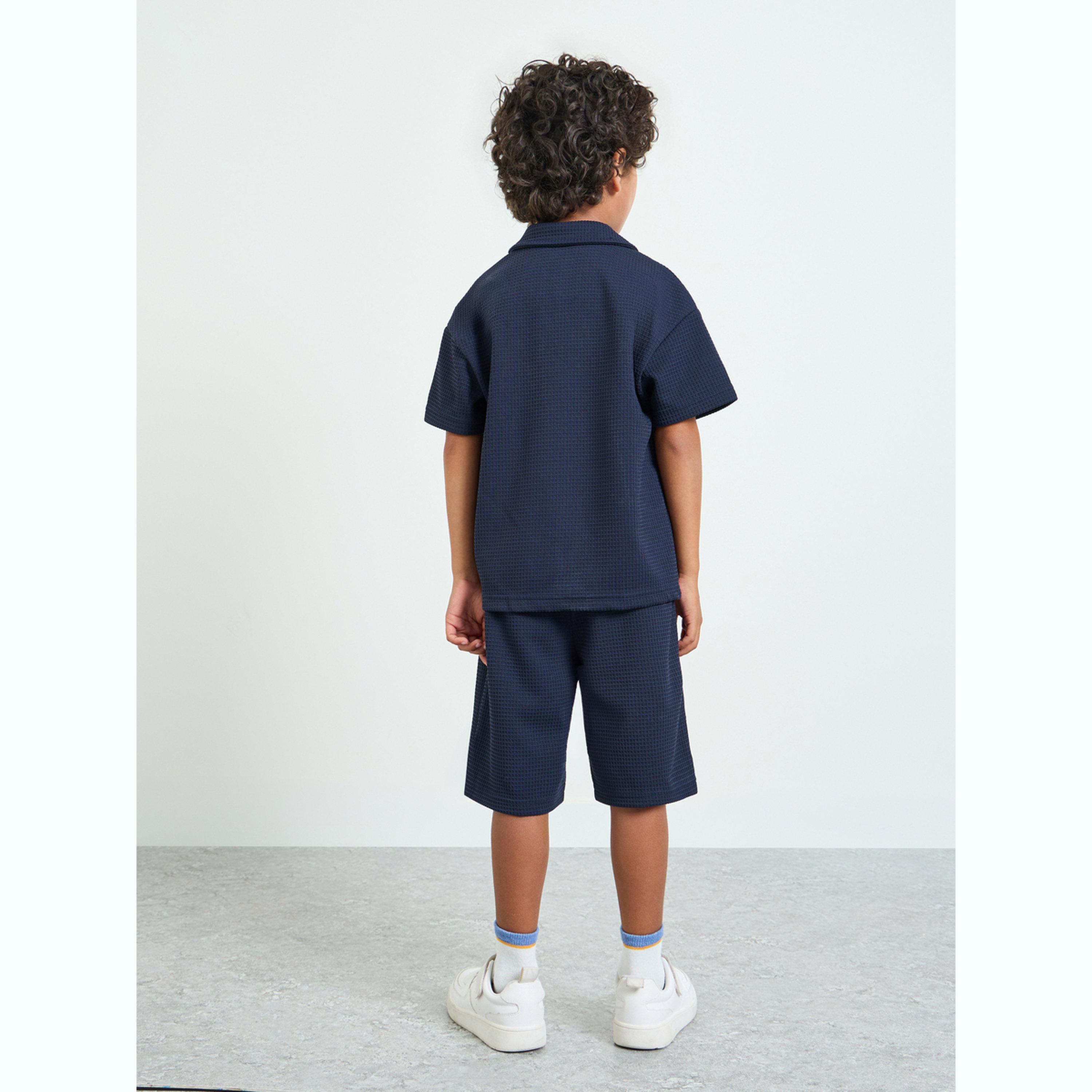 مجموعة من شورت وقميص بملمس وافل للأولاد-boys-clothing-setsandcoords-image-3