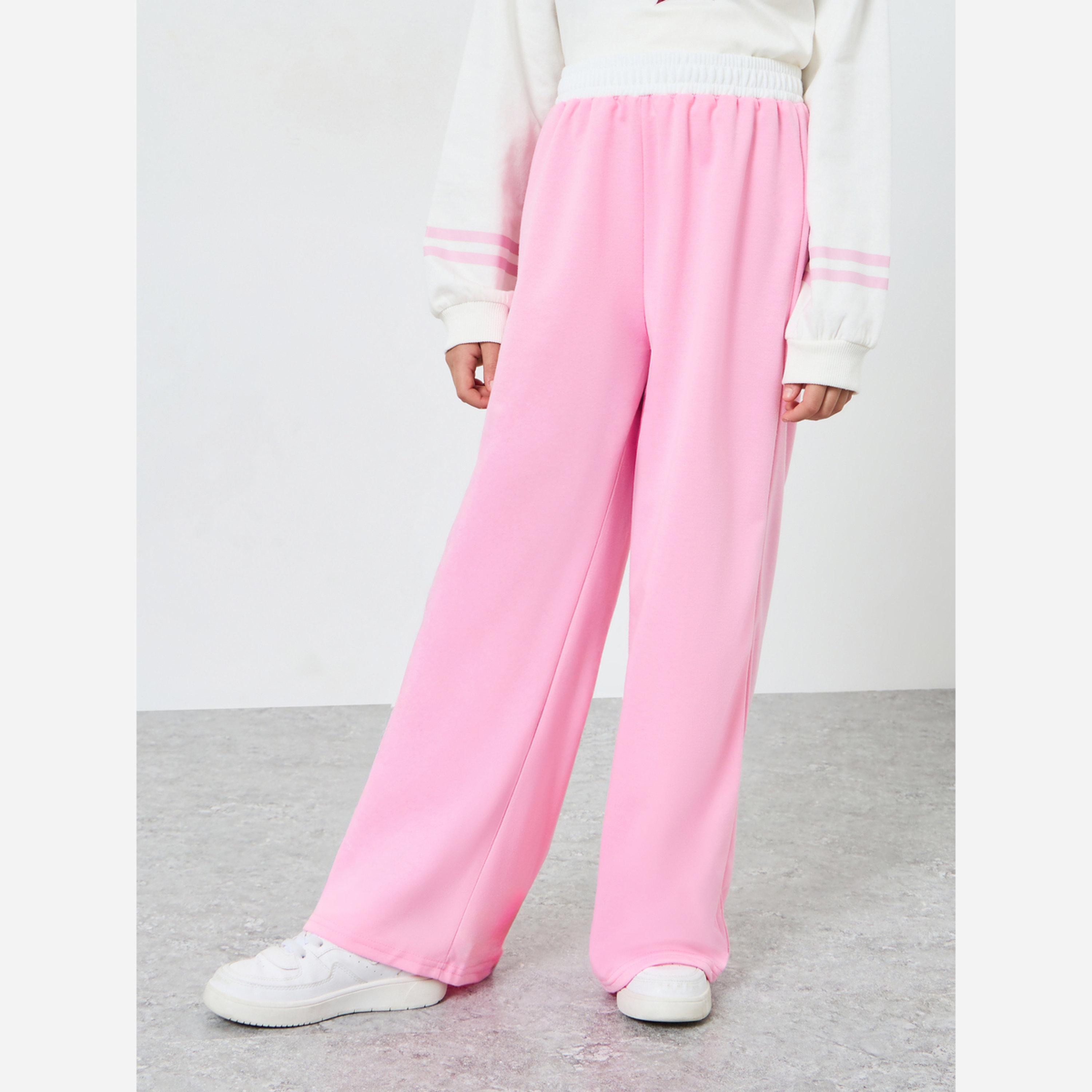 Styli Teens Pink Wide Leg Joggers-girls-clothing-bottoms-joggersandtrackpants-image-1