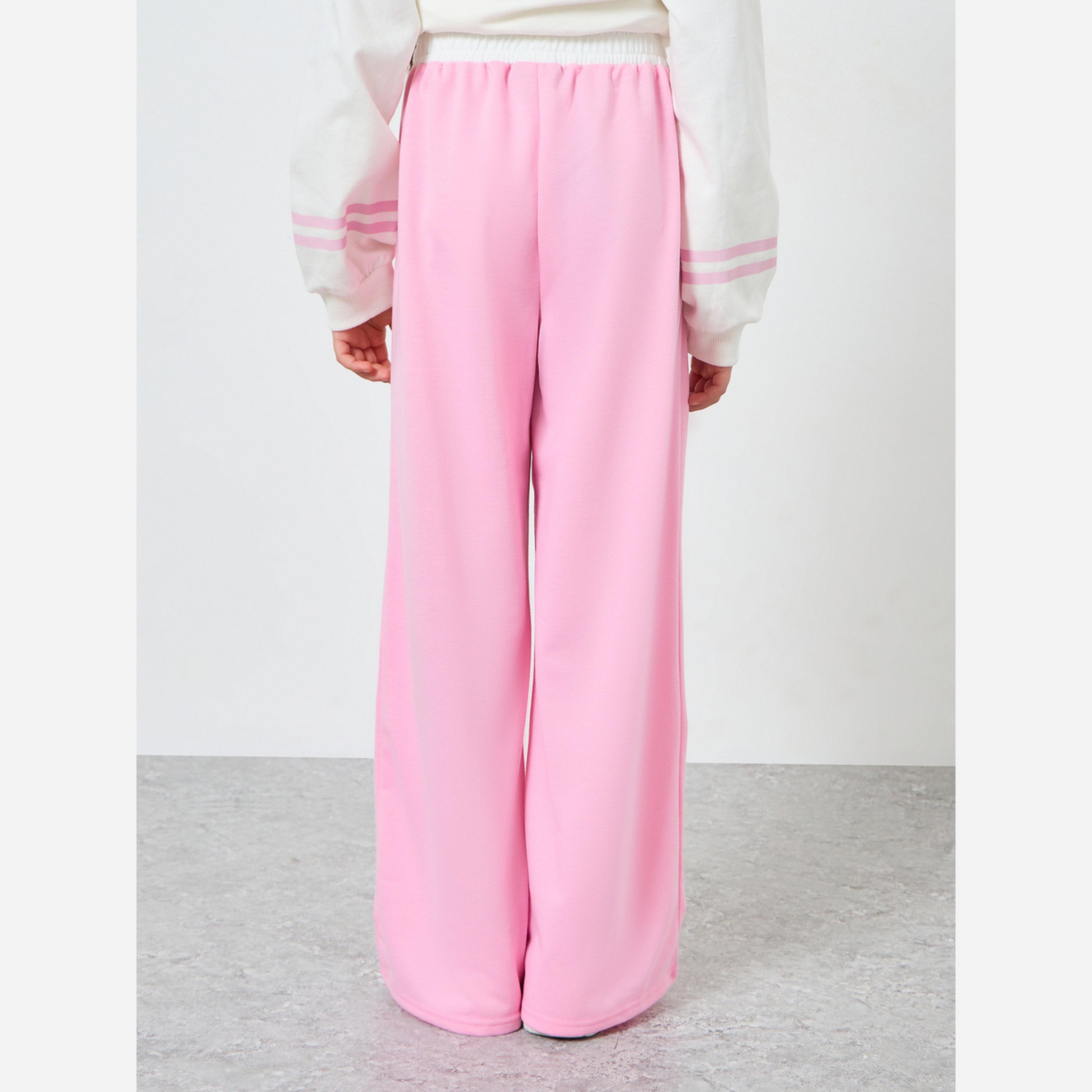 Styli Teens Pink Wide Leg Joggers-girls-clothing-bottoms-joggersandtrackpants-image-3