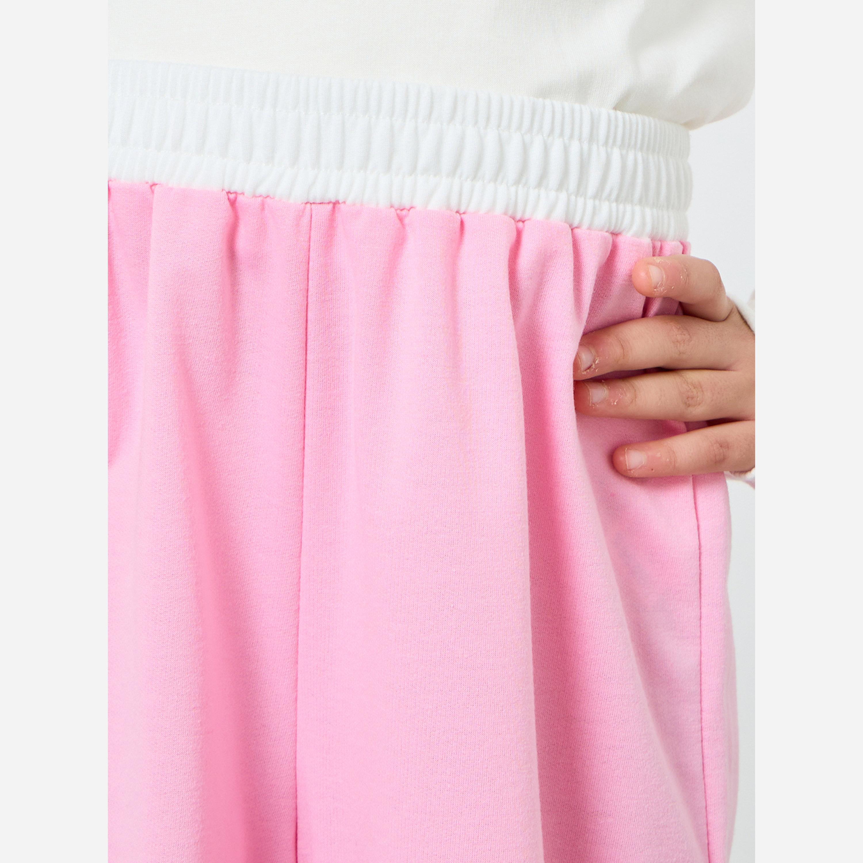 ستايلي - بنطال رياضي لون وردي واسع الساقين-girls-clothing-bottoms-joggersandtrackpants-image-4