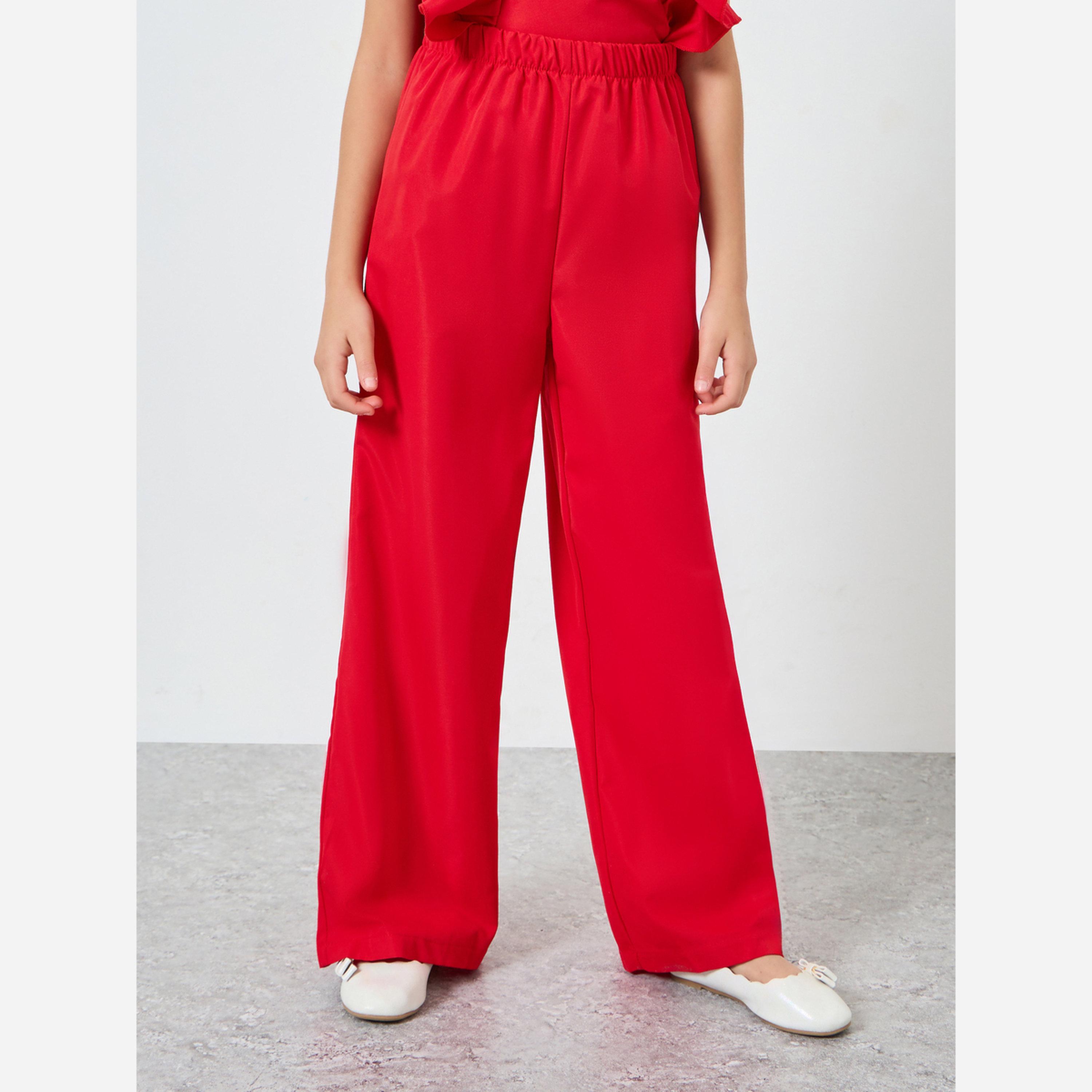 Styli Teens Red Ruffle Blouse and Pants Set-girls-clothing-setsandcoords-image-4