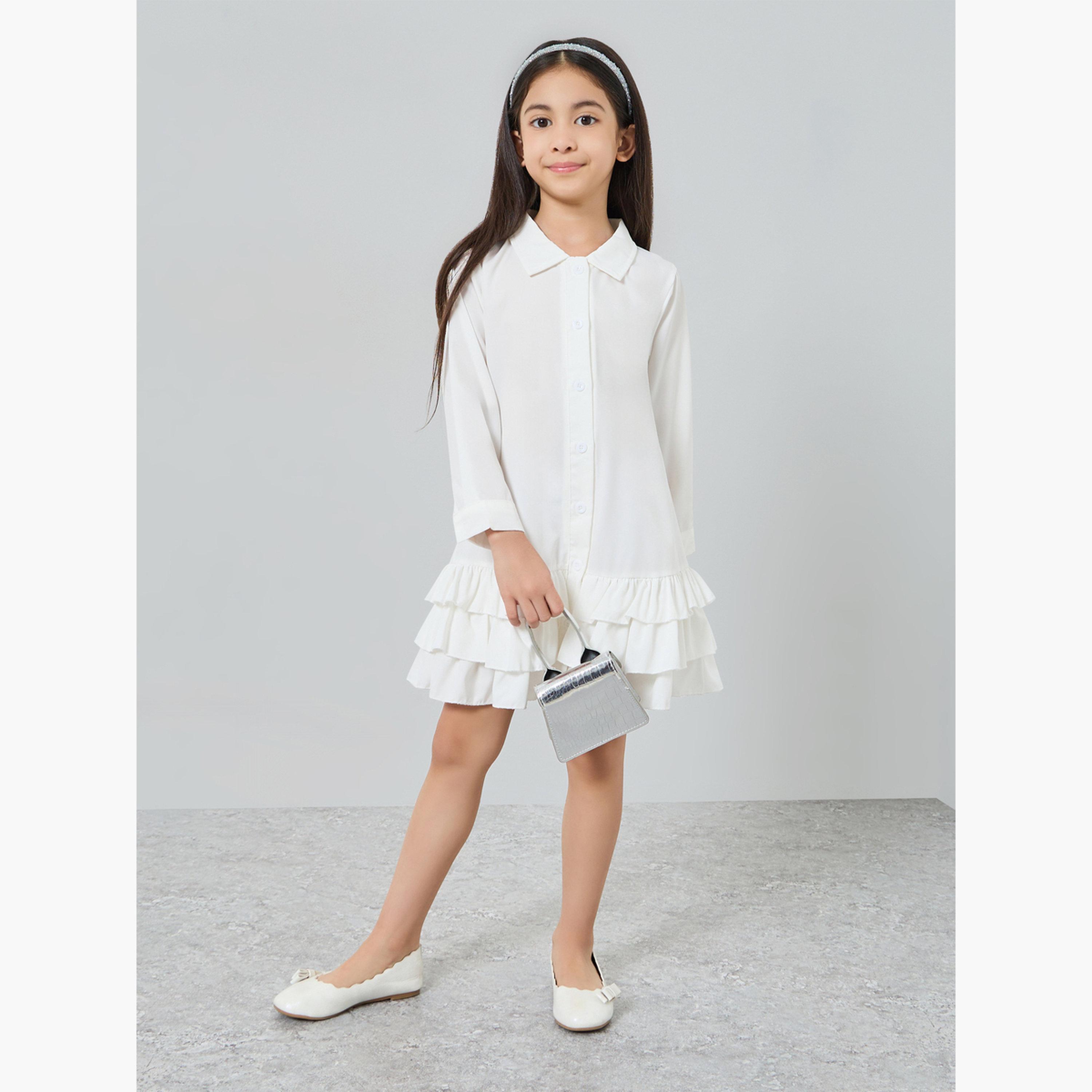فستان قصير بقصة واسعة بكشكشة-girls-clothing-dressesandjumpsuits-image-2