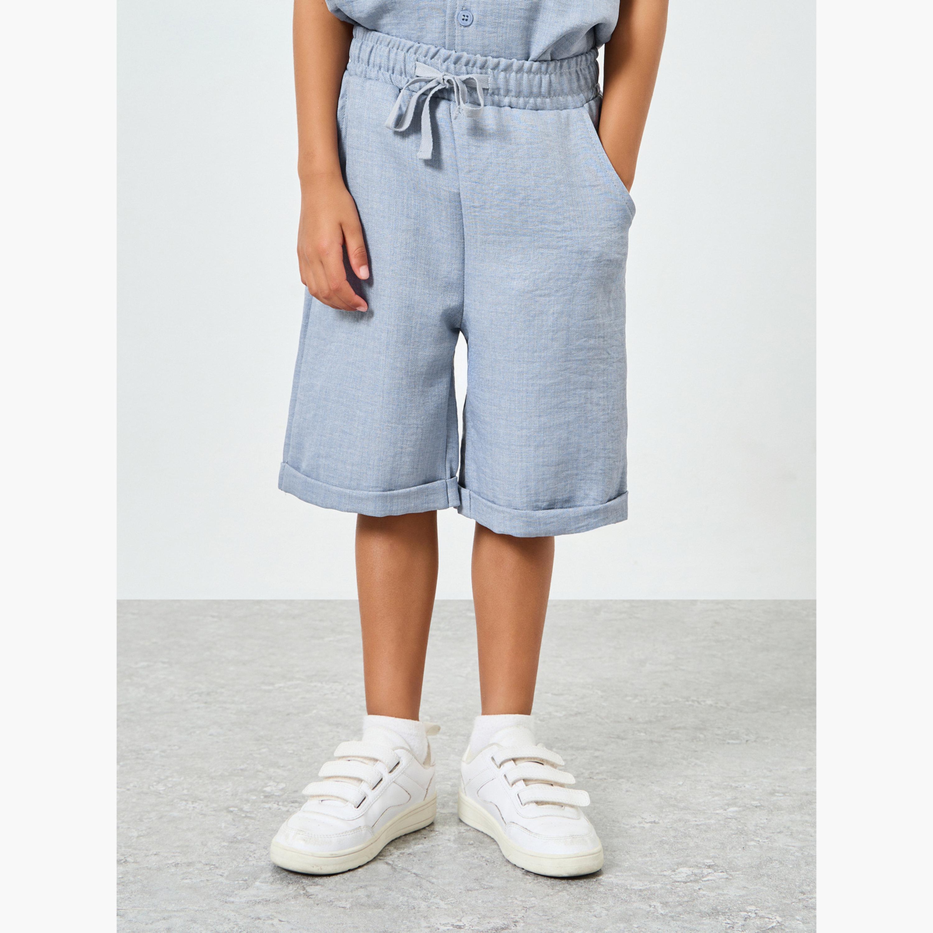 Styli Boys Blue Solid Shirt and Shorts Set-boys-clothing-setsandcoords-image-5