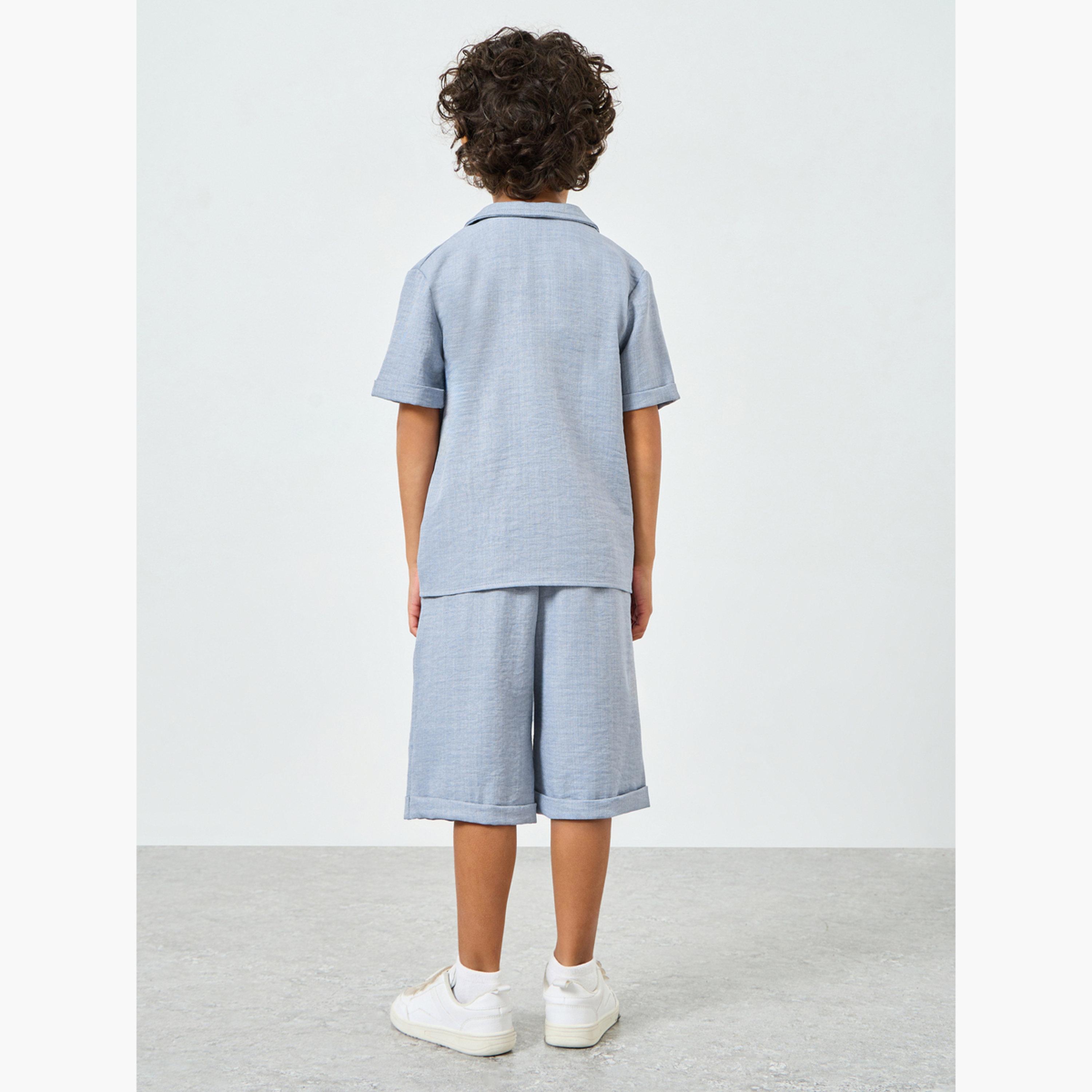 Styli Boys Blue Solid Shirt and Shorts Set-boys-clothing-setsandcoords-image-6