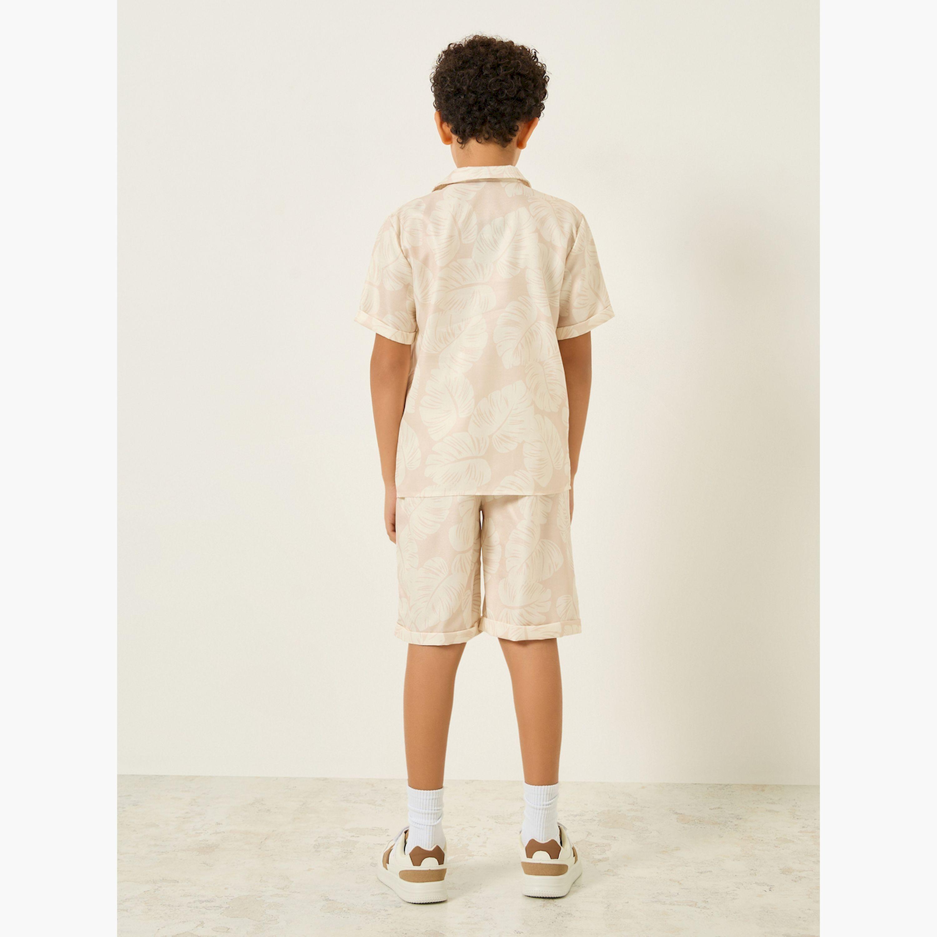 طقم بيج بطبعة استوائية من قميص وشورت للأولاد-boys-clothing-setsandcoords-image-3