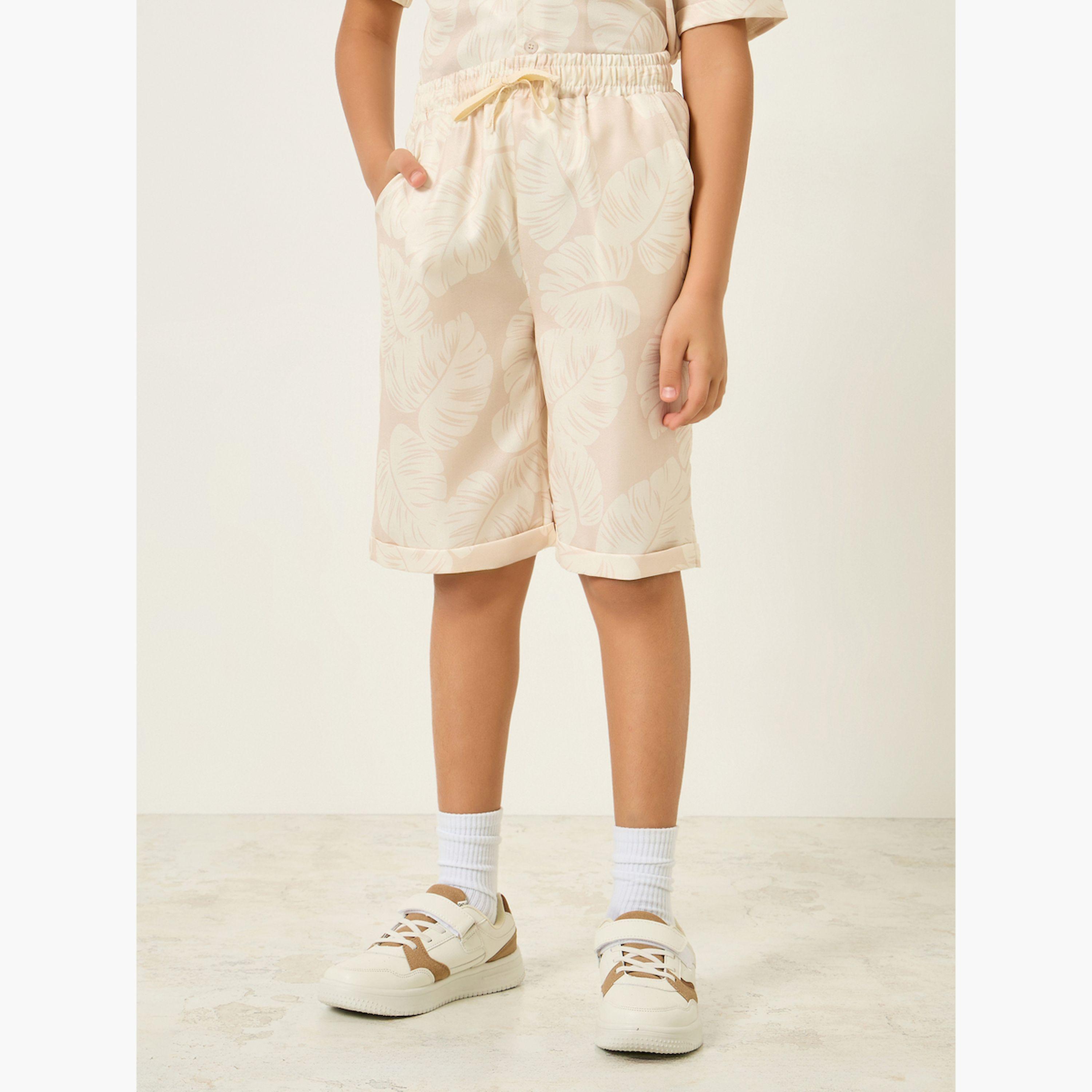 طقم بيج بطبعة استوائية من قميص وشورت للأولاد-boys-clothing-setsandcoords-image-4
