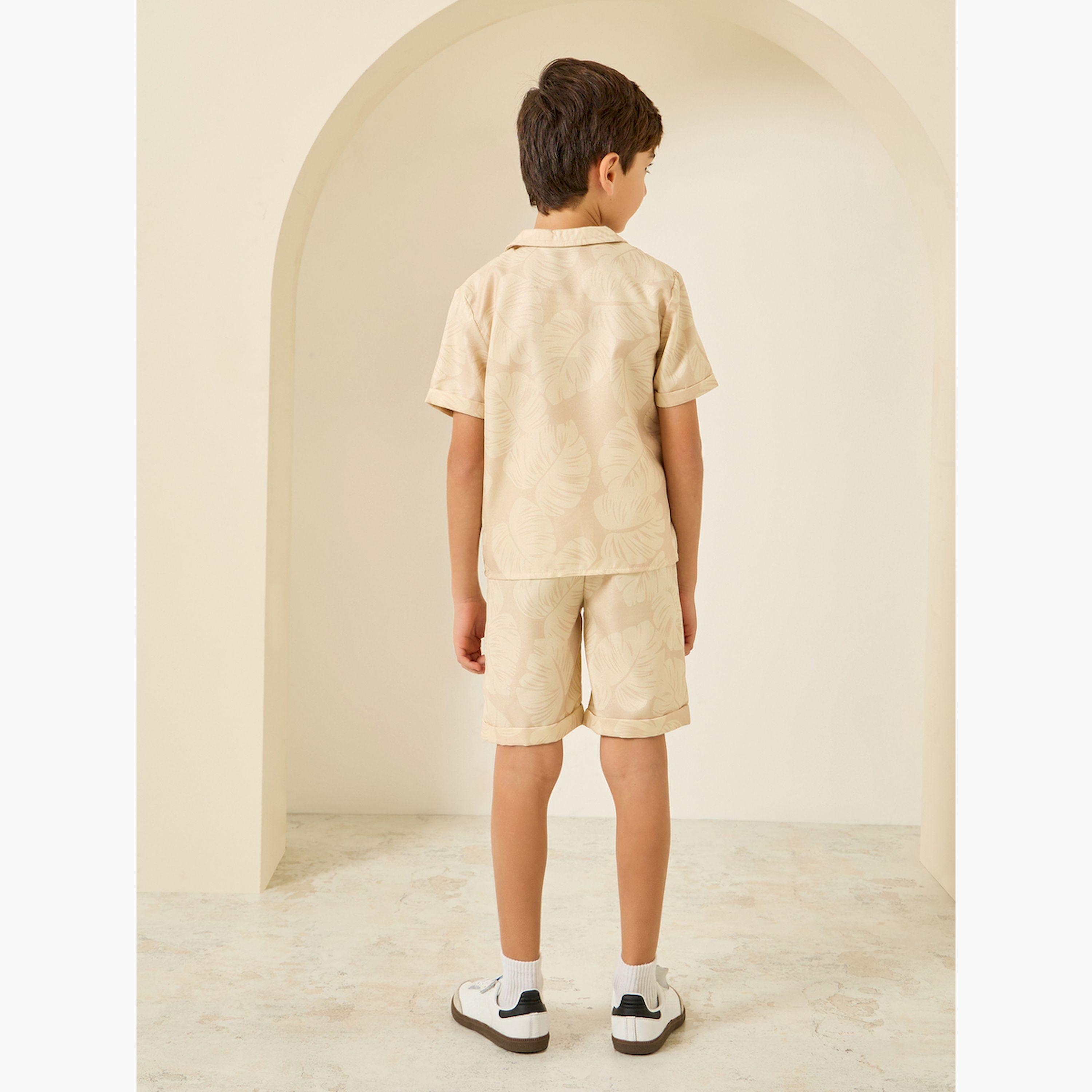 طقم بيج بطبعة استوائية من قميص وشورت للأولاد-boys-clothing-setsandcoords-image-3