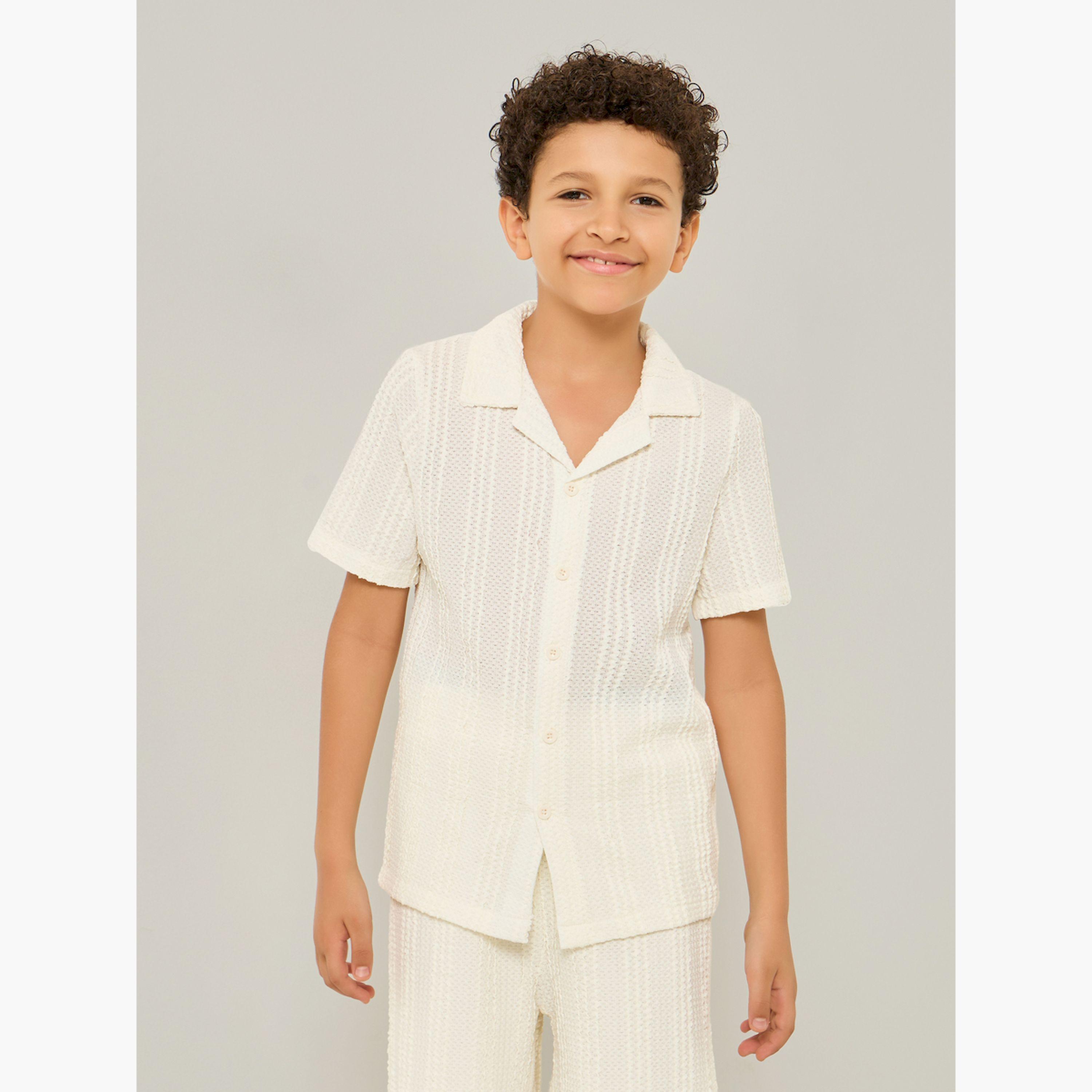 بلوزة مخططة أكمام قصيرة للأولاد-boys-clothing-shirts-image-1