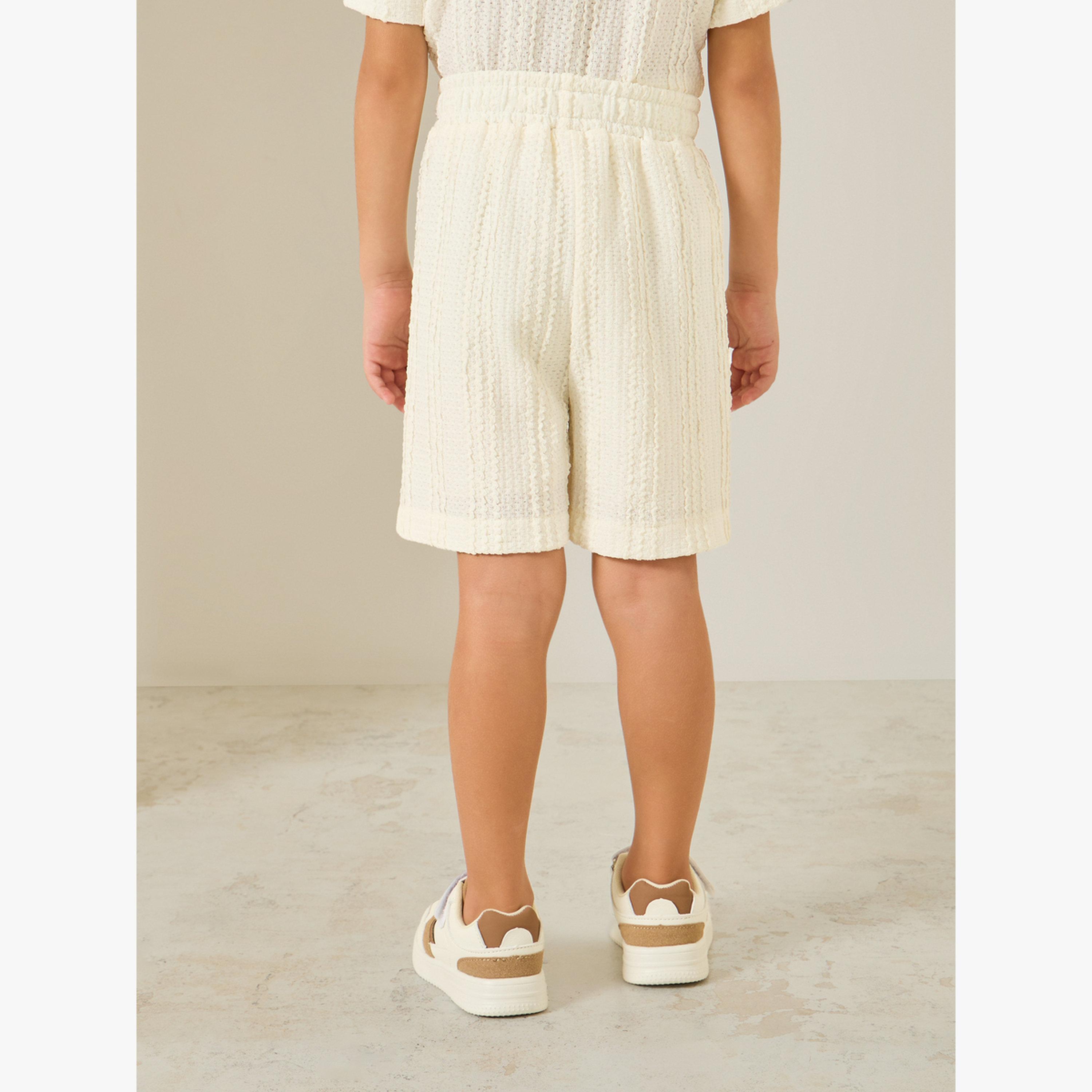 Styli Kids Off White Textured Shorts-boys-clothing-bottoms-shorts-image-4