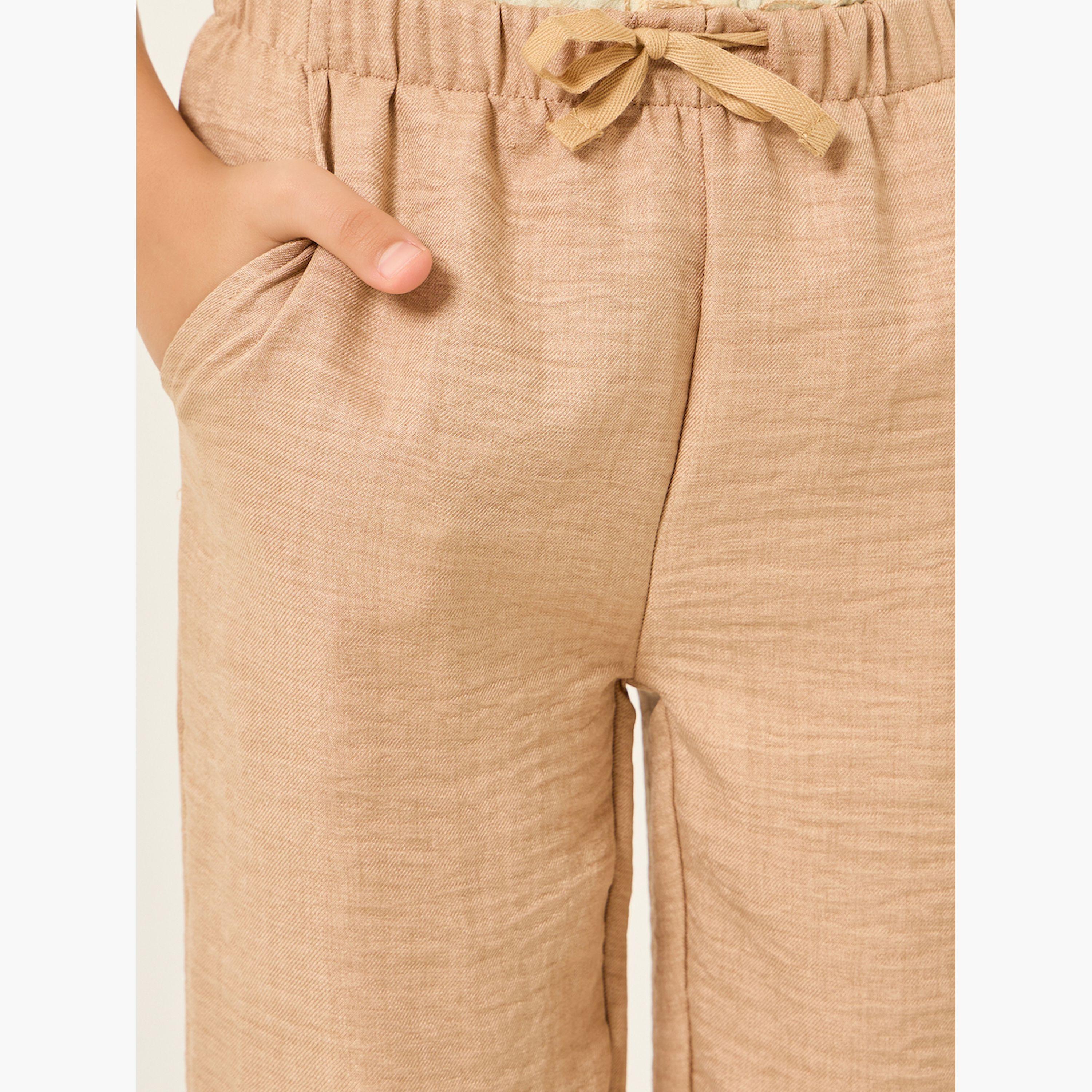 Styli Boys Brown Woven Pants with Drawstring-boys-clothing-bottoms-trousers-image-3