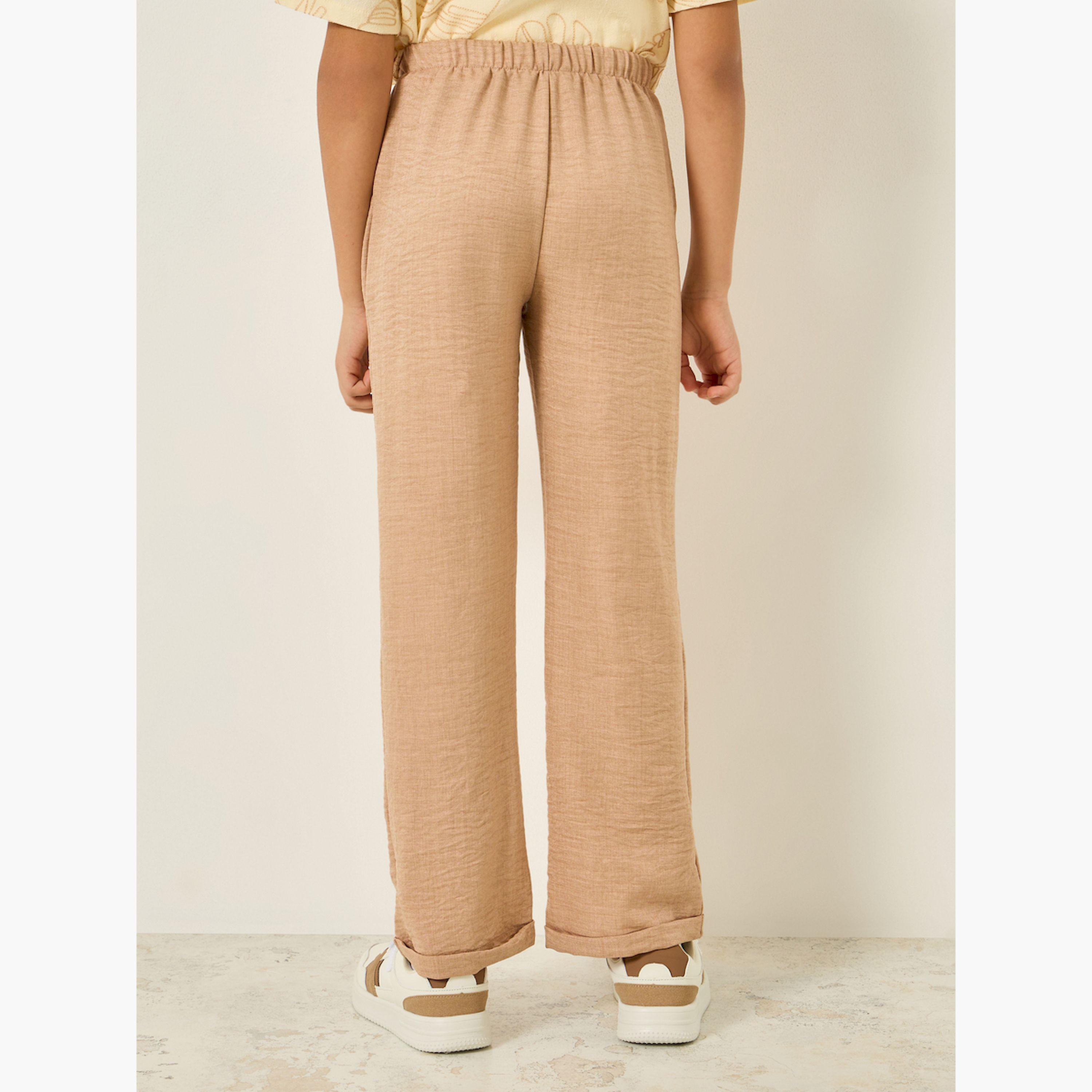Styli Boys Brown Woven Pants with Drawstring-boys-clothing-bottoms-trousers-image-4