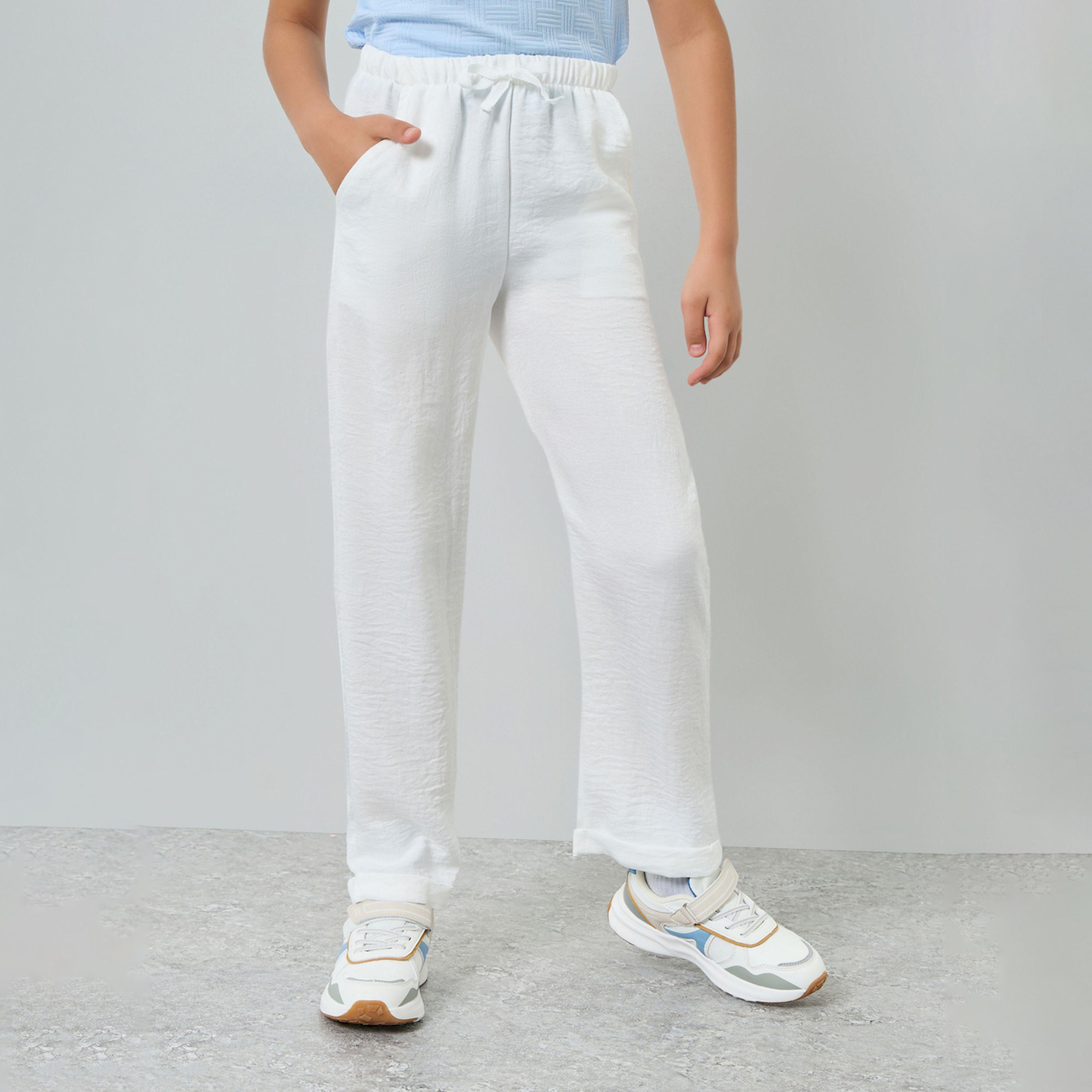 Styli Kids Off-White Relaxed Fit Drawstring Pants-boys-clothing-bottoms-trousers-image-1