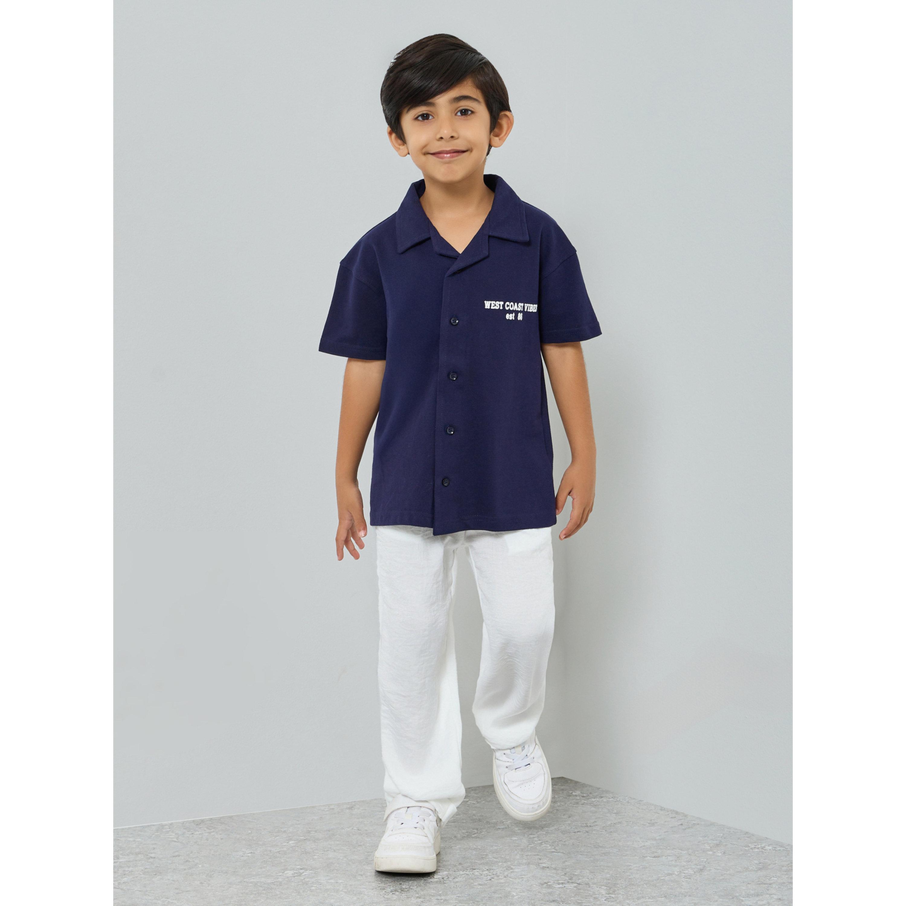 Styli Kids Off-White Solid Woven Pants with Drawcord-boys-clothing-bottoms-joggersandtrackpants-image-2