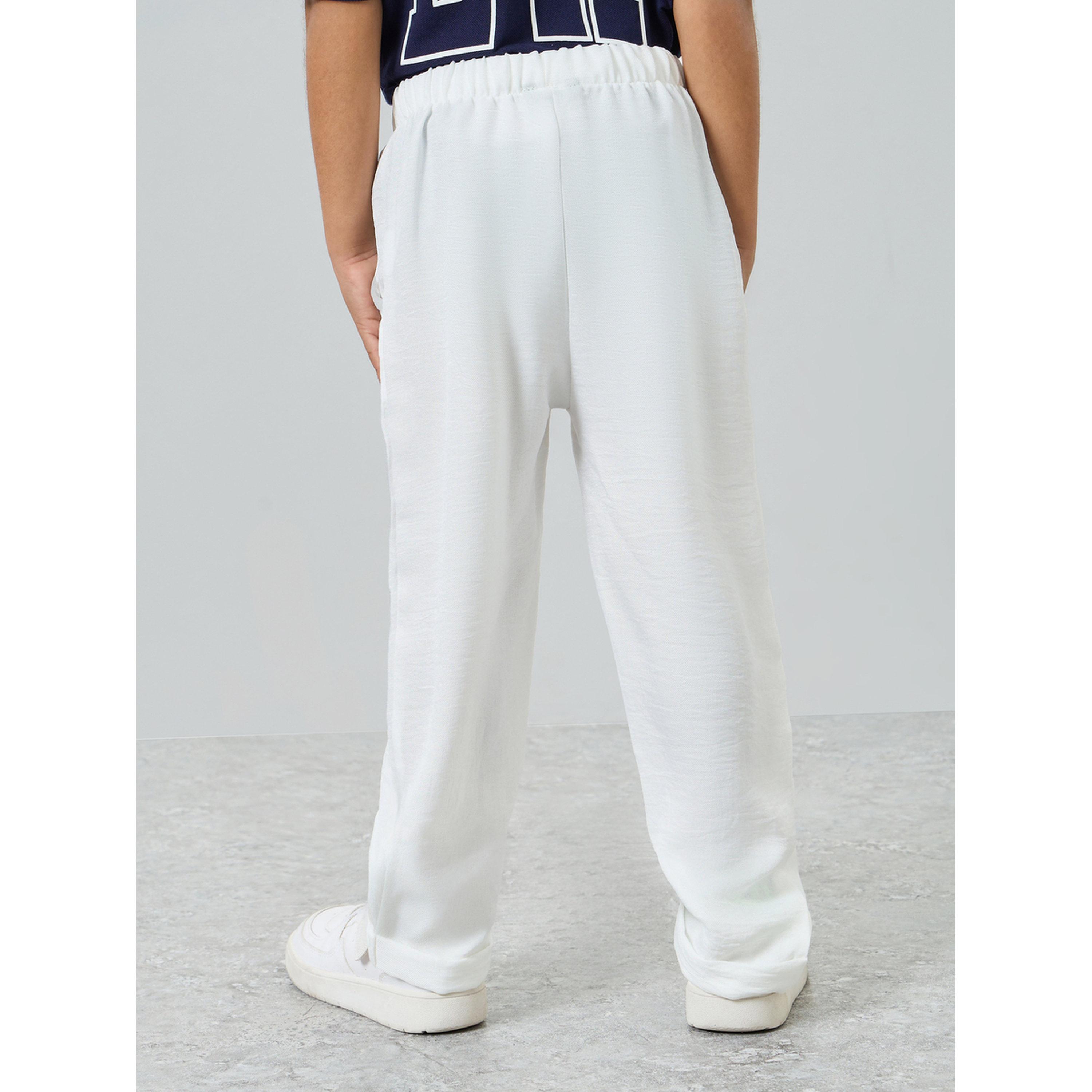 Styli Kids Off-White Solid Woven Pants with Drawcord-boys-clothing-bottoms-joggersandtrackpants-image-4