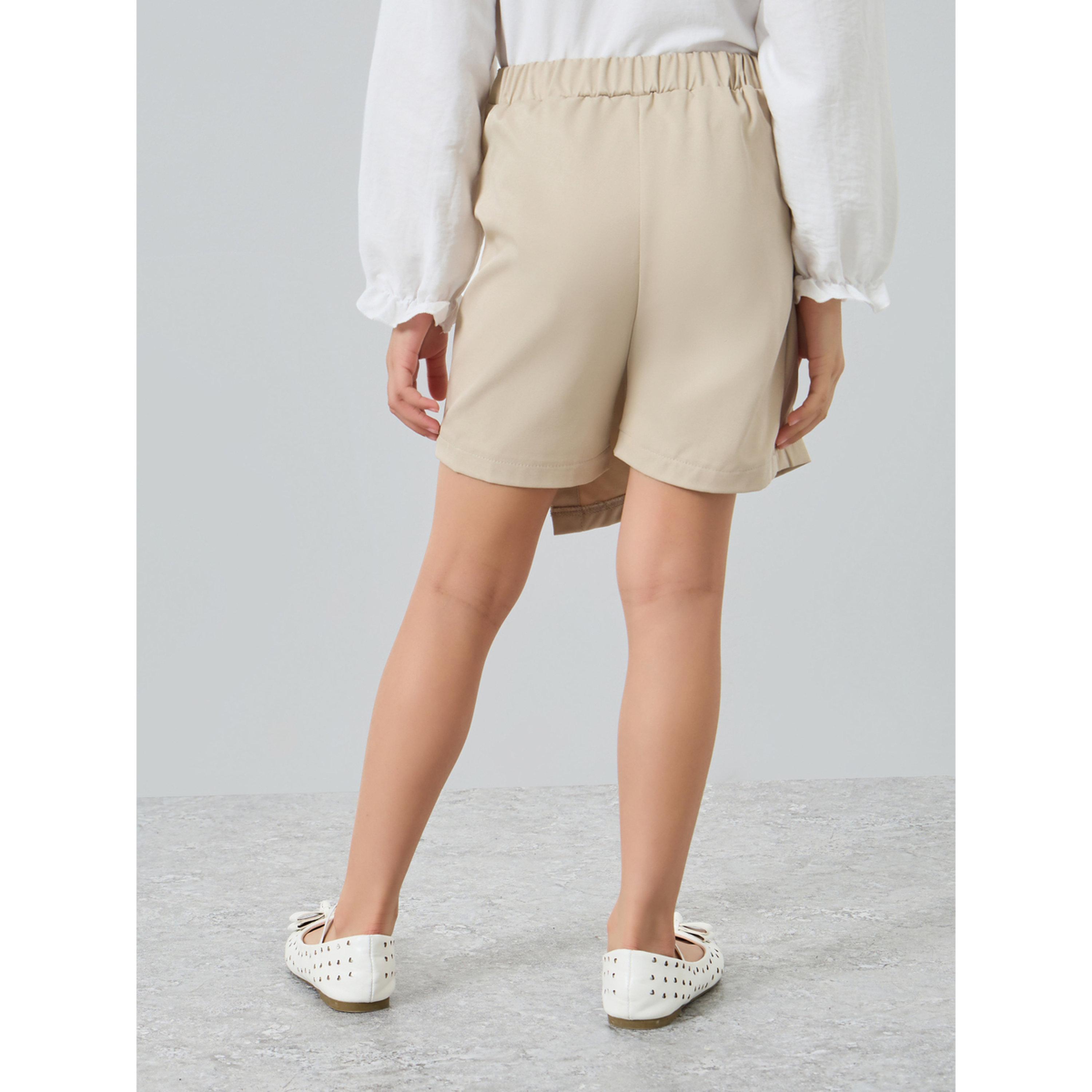 Styli Girls Beige Wrap Mini Skort-girls-clothing-bottoms-skirts-image-4