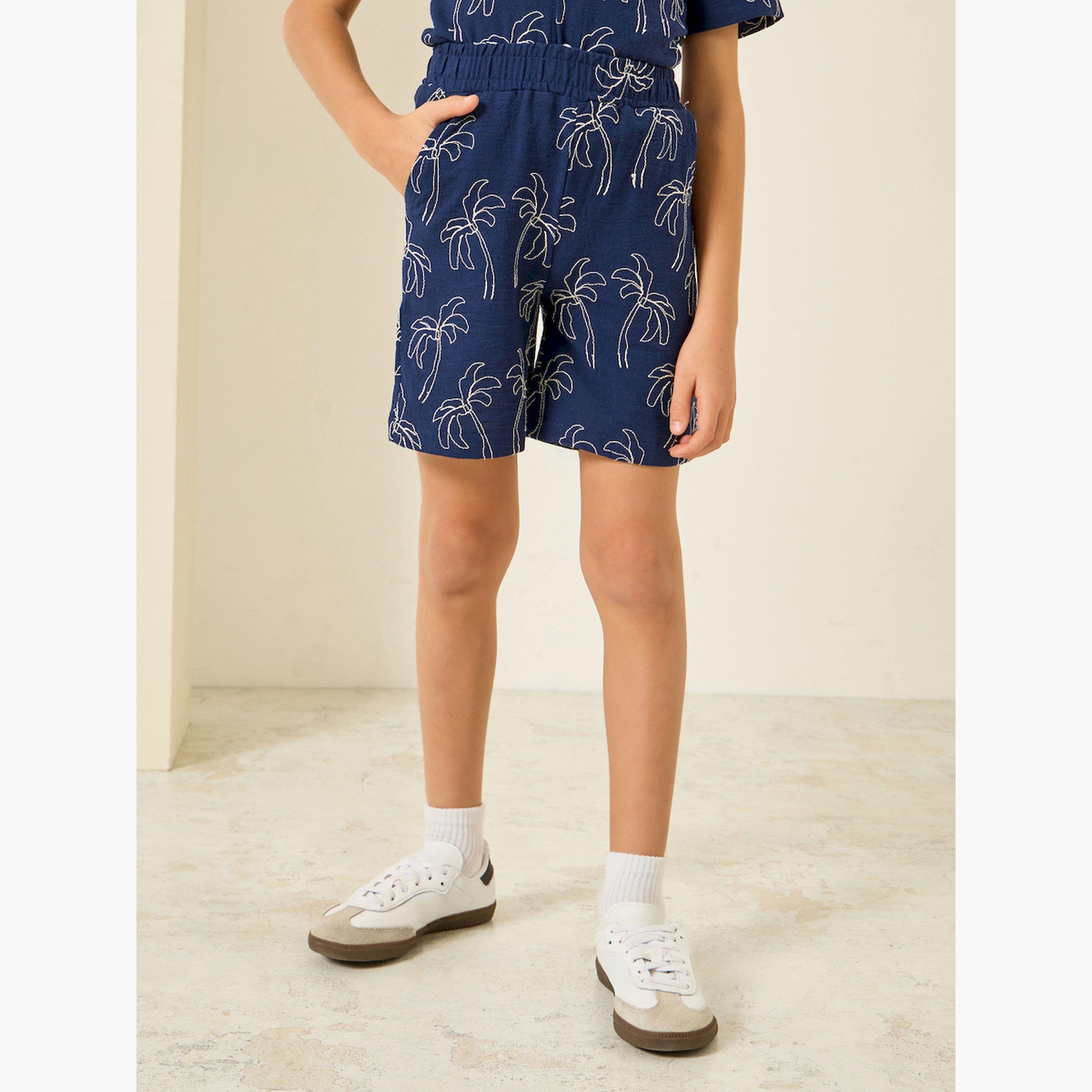 Styli Boys Navy Blue Embroidered Shirt and Shorts Set-boys-clothing-setsandcoords-image-4