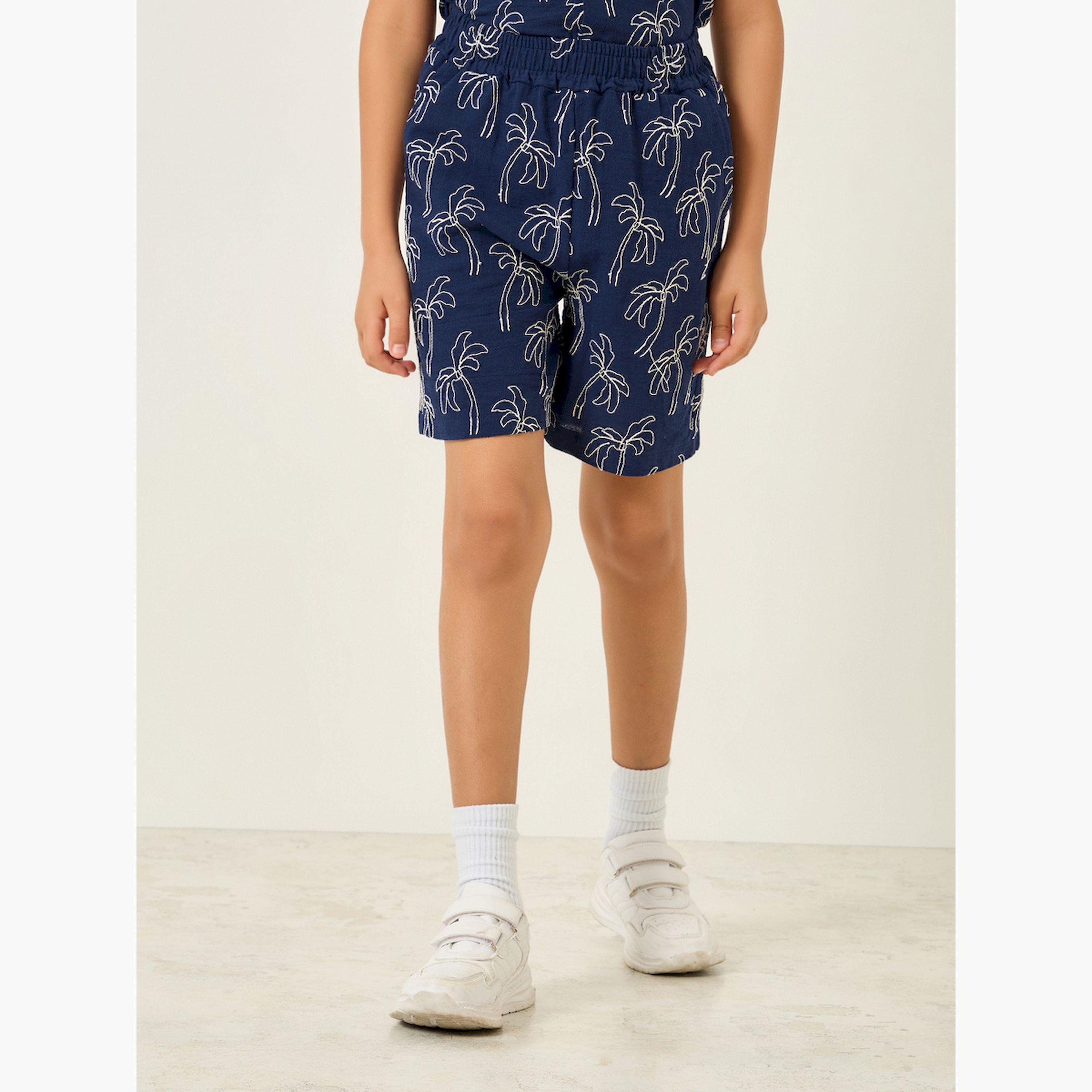 Styli Boys Navy Blue Embroidered Shirt and Shorts Set-boys-clothing-setsandcoords-image-5
