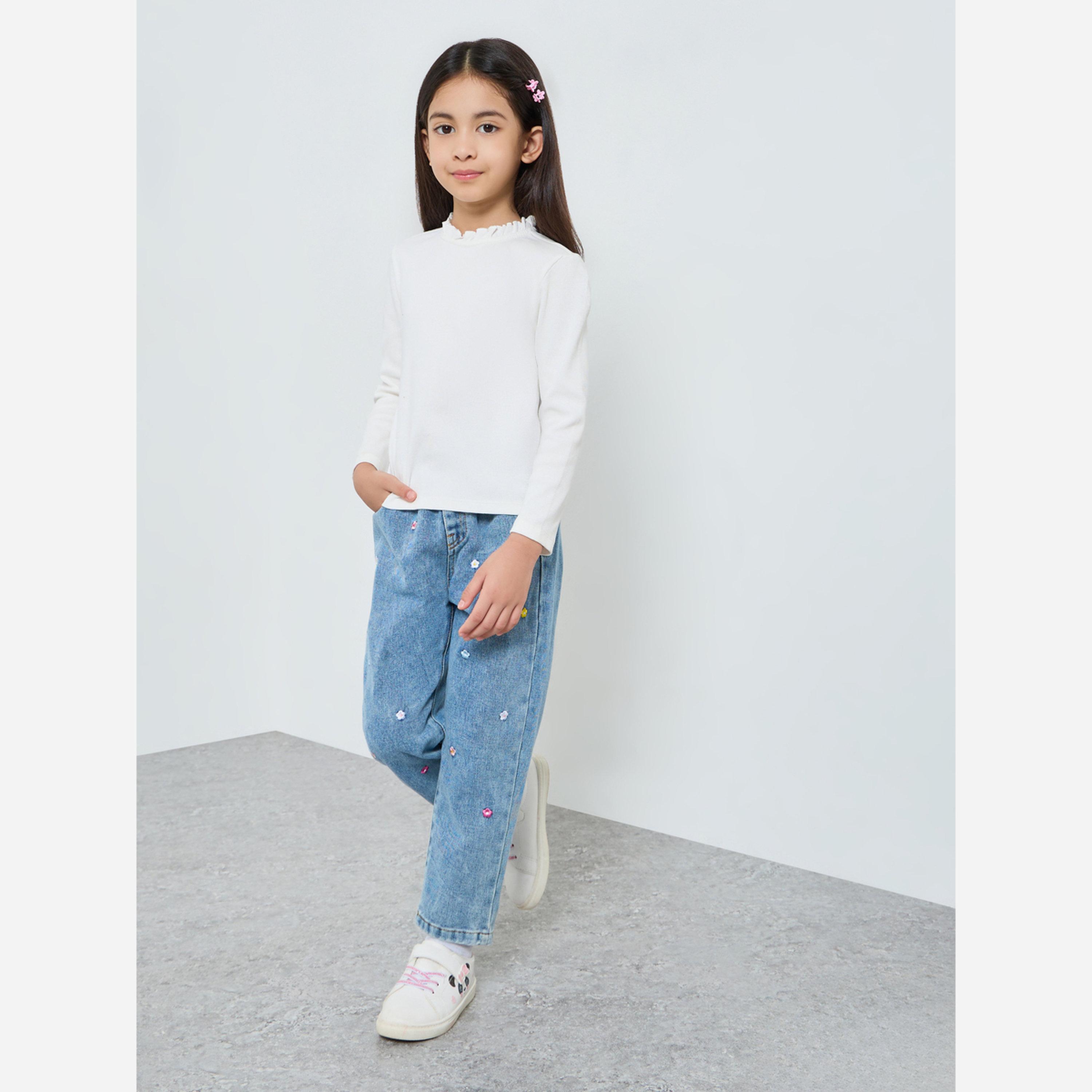 Styli Girls Light Blue Embroidered Jeans-girls-clothing-bottoms-jeansandjeggings-image-2