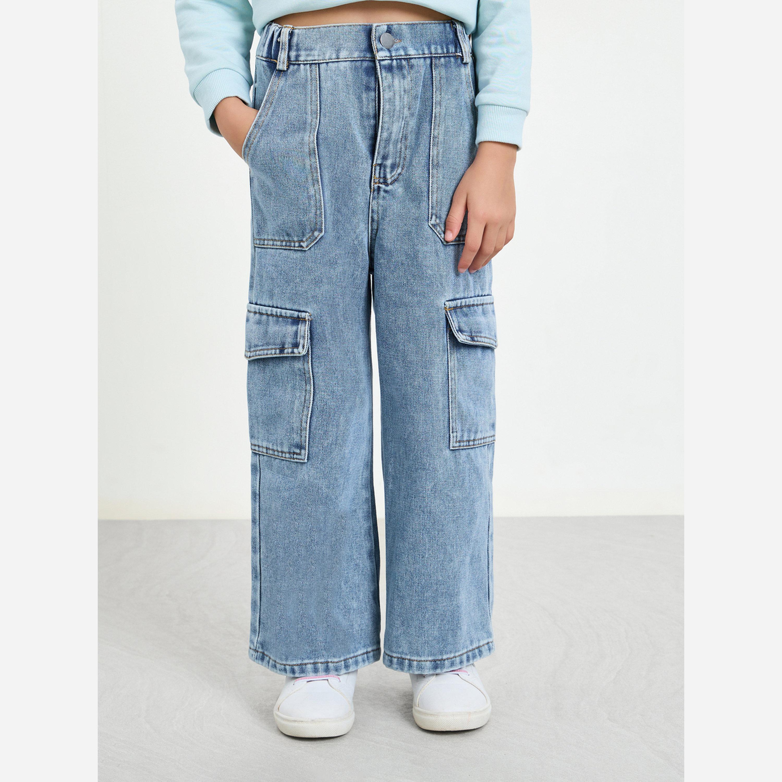 Styli Girls Wide Leg Cargo Jeans-girls-clothing-bottoms-jeansandjeggings-image-1