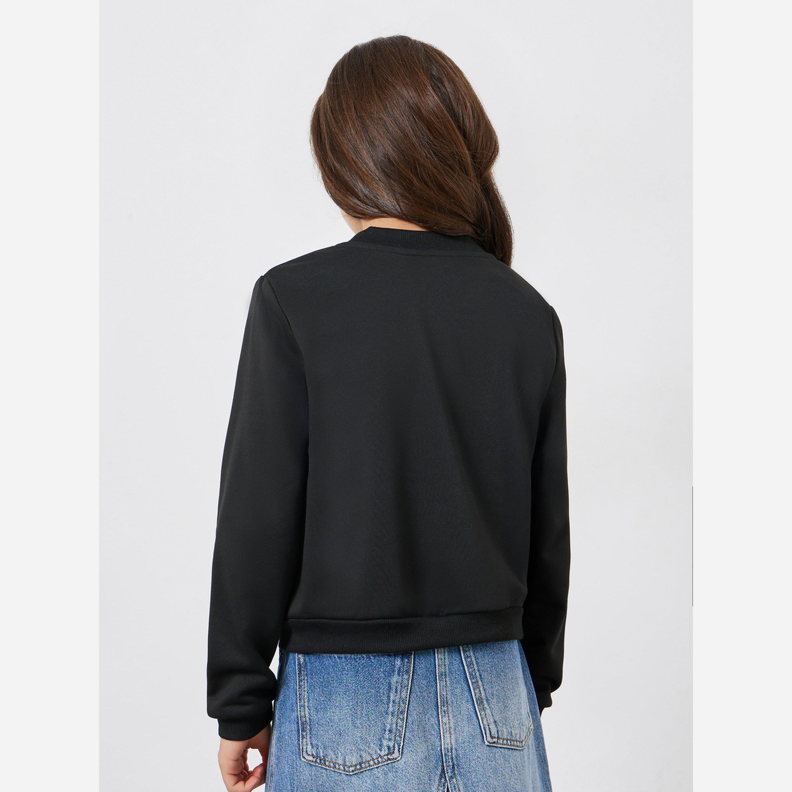 Styli Kids Black Knitted Button Jacket-girls-clothing-jacketsandcoats-image-5