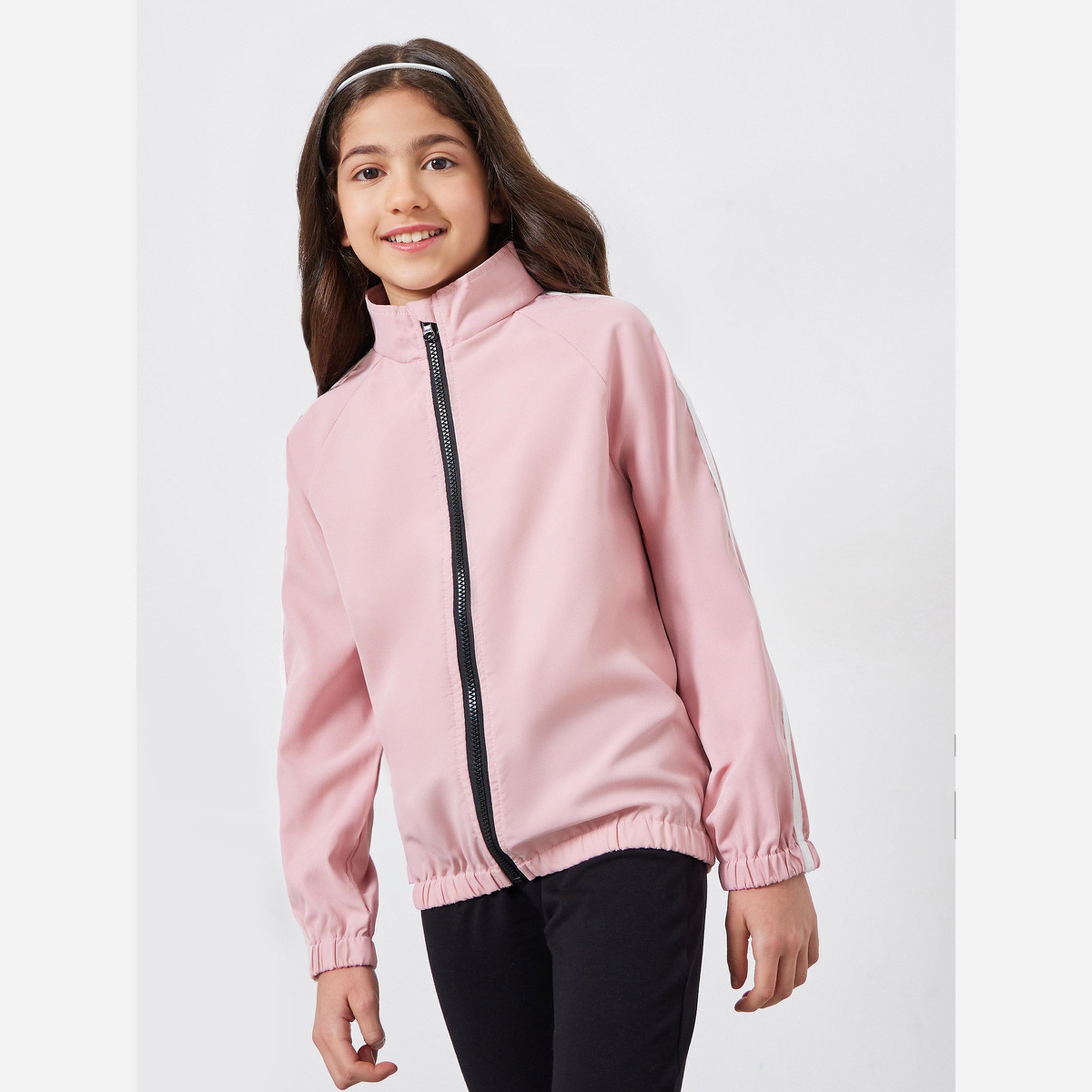 Styli Girls Pink Zip Up Jacket-girls-clothing-jacketsandcoats-image-1