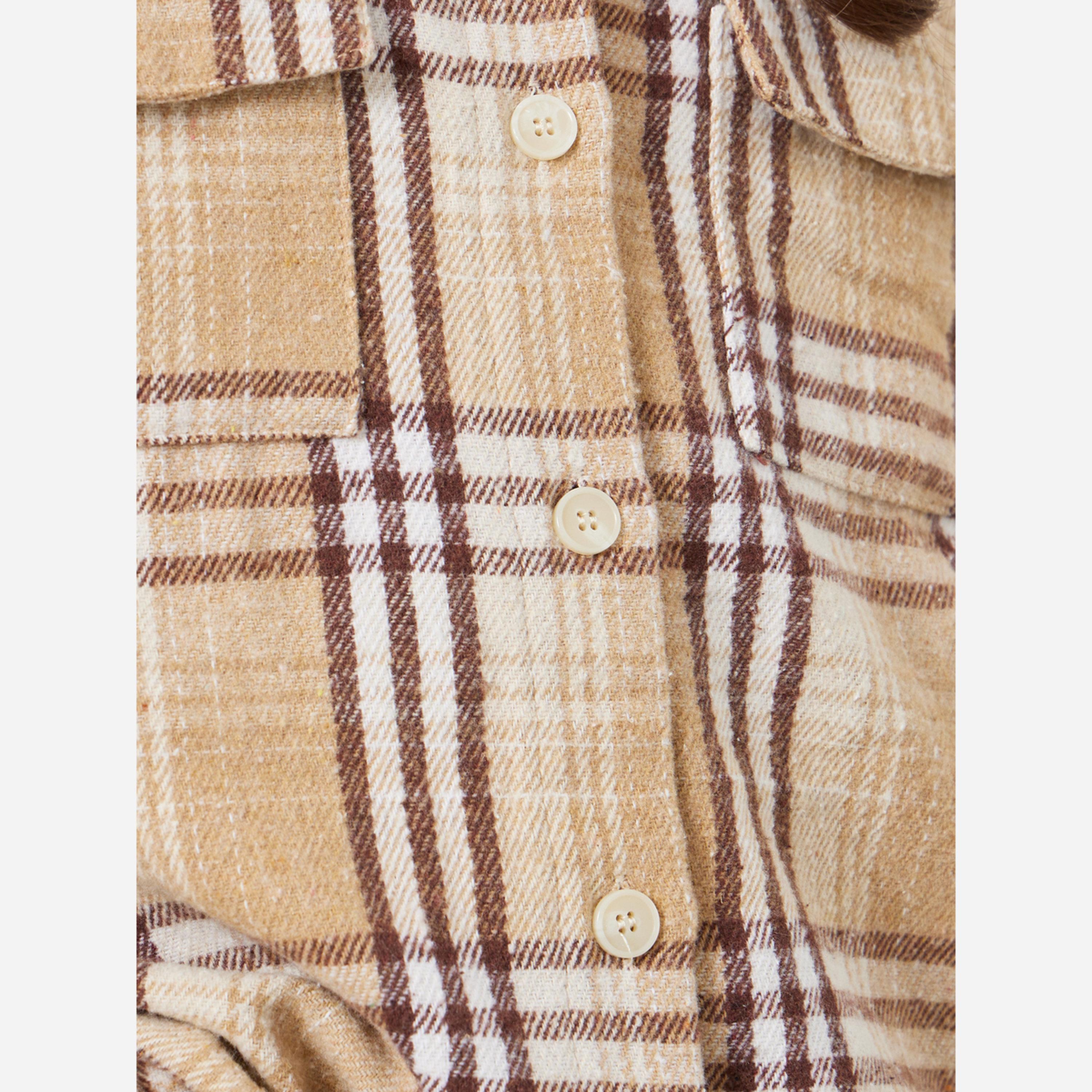 Styli Kids Khaki Plaid Buttoned Jackets-girls-clothing-jacketsandcoats-image-4