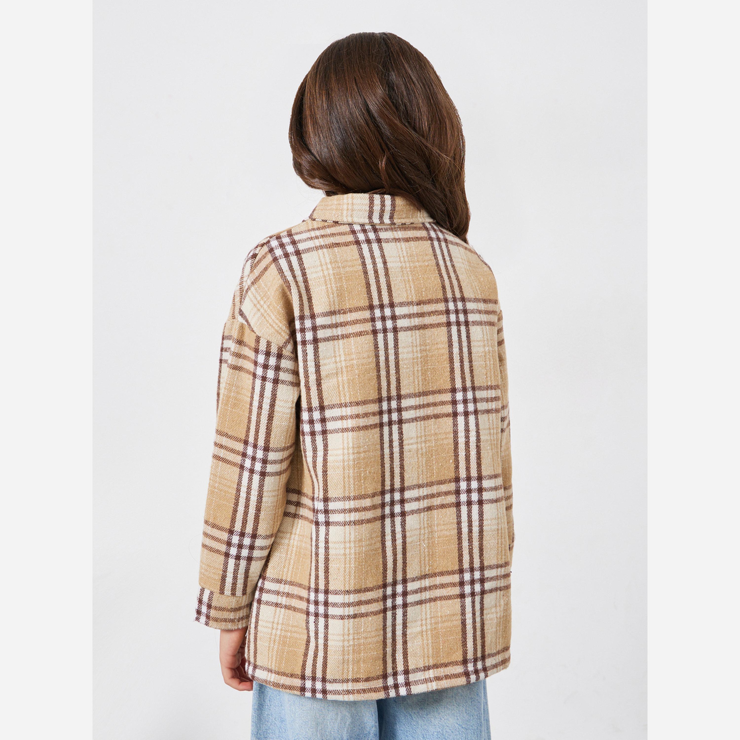 ستايلي - جاكيتات أطفال لون كاكي منقوشة بأزرار-girls-clothing-jacketsandcoats-image-5