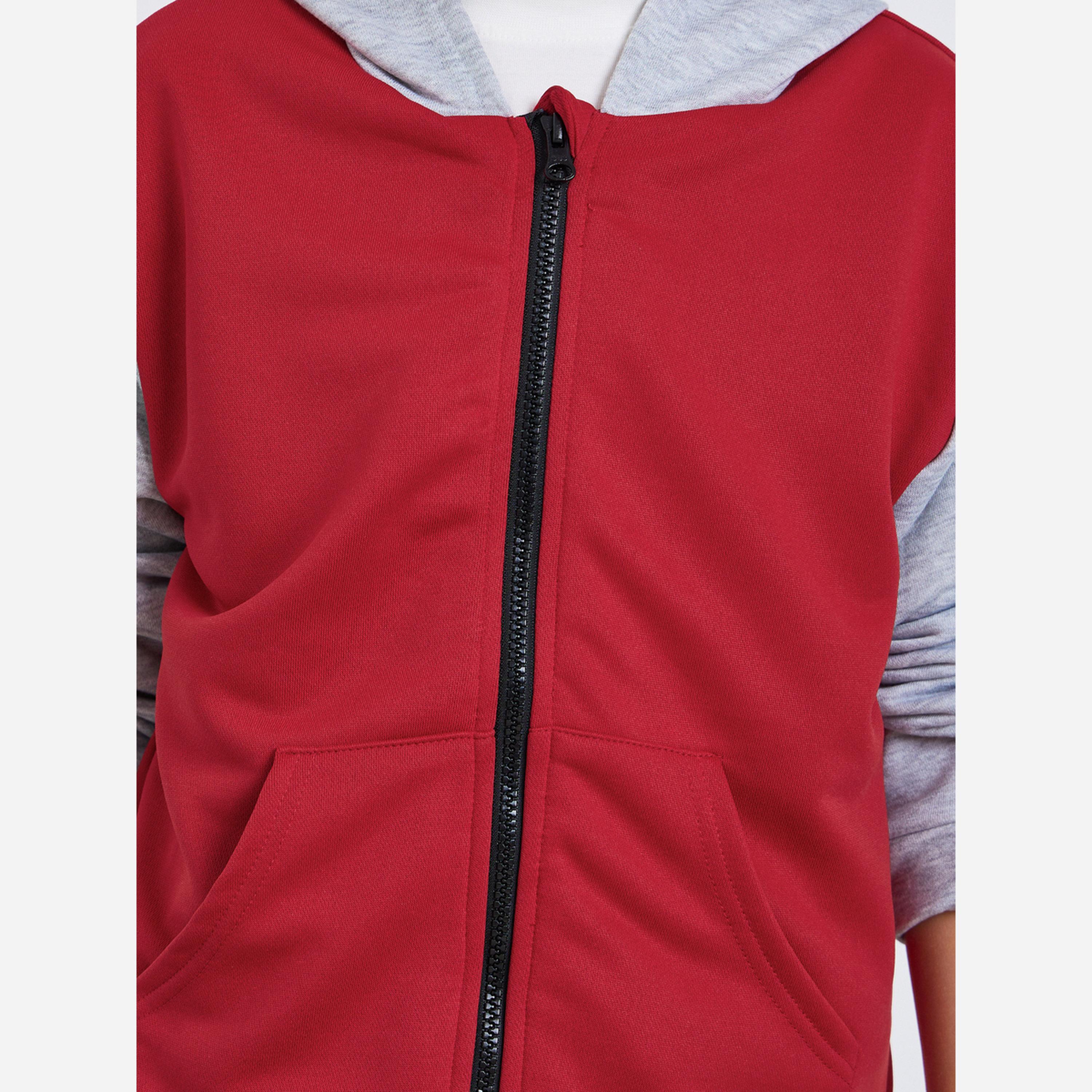 Styli Kids Red Color Block Zip-Up Jacket-boys-clothing-jacketsandcoats-image-3