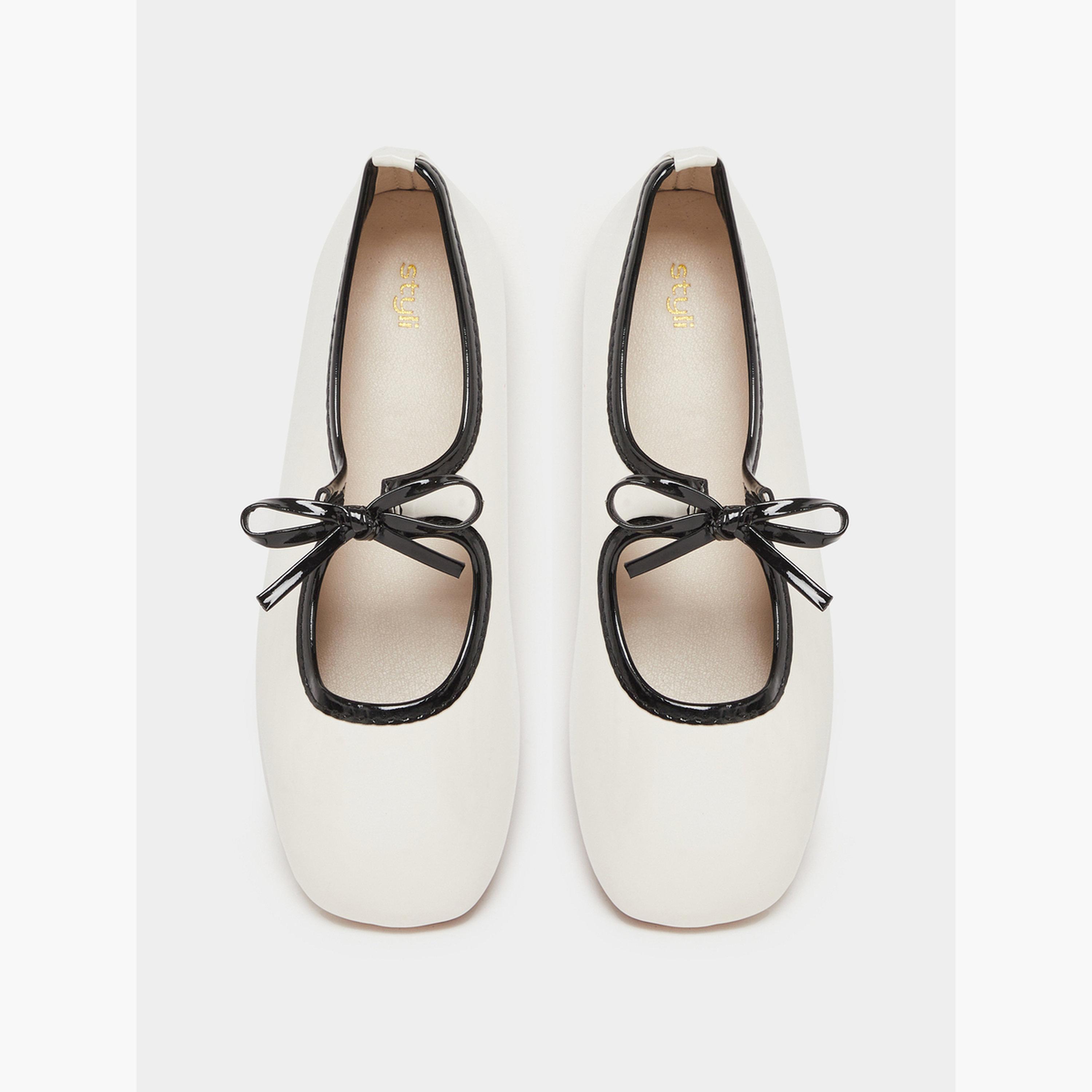 حذاء باليرينا مسطح لامع بتفاصيل فيونكة-girls-shoes-ballerinas-image-5