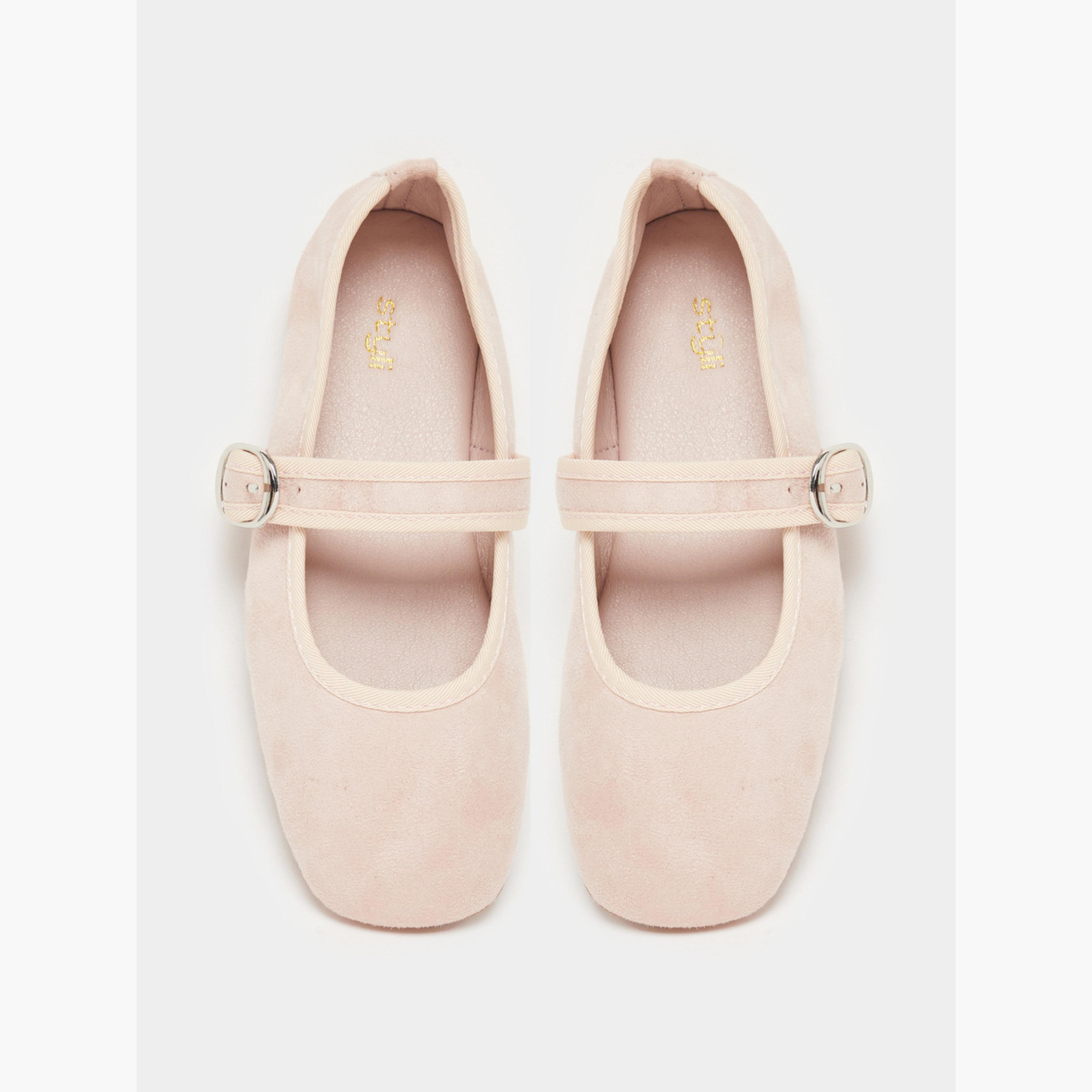 Styli Girls Beige Buckle Ballerinas-girls-shoes-ballerinas-image-5